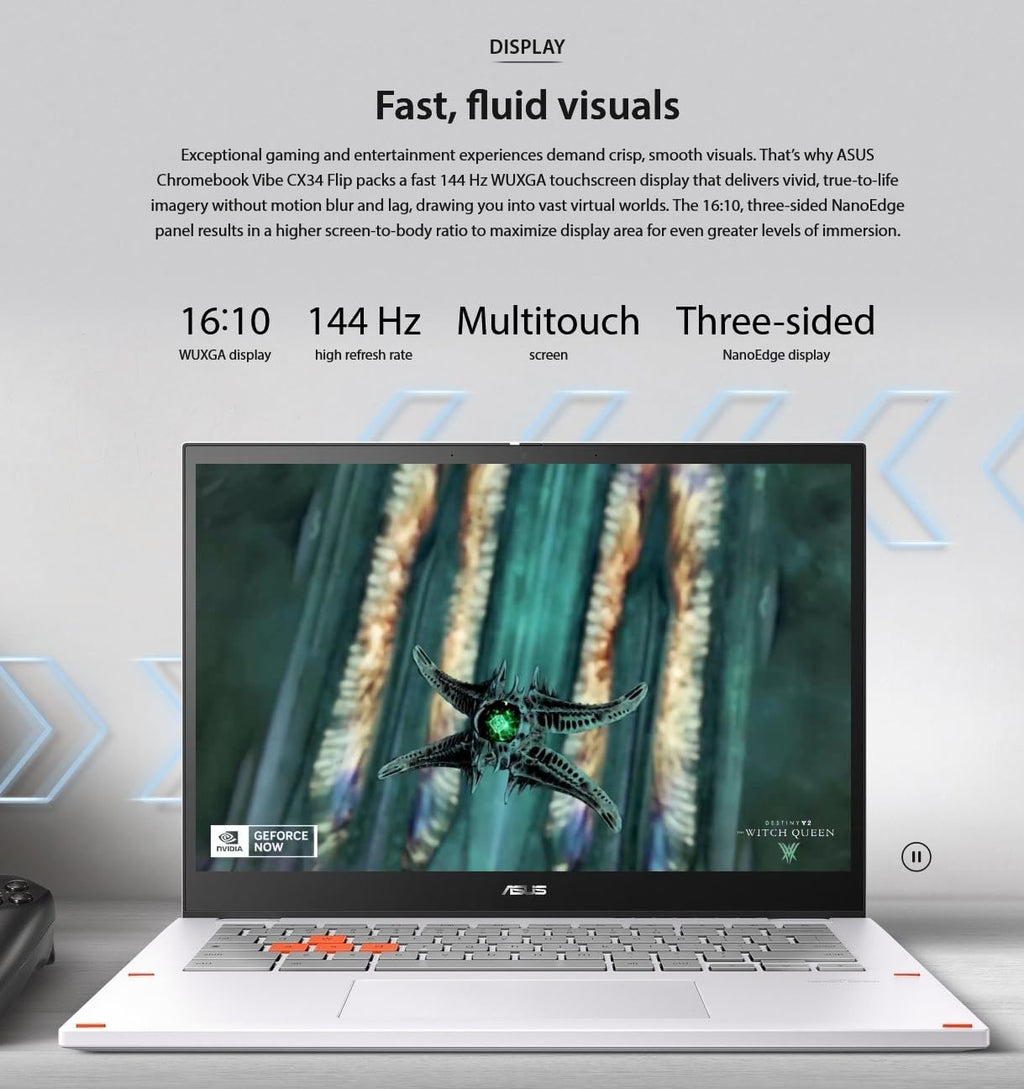ASUS Chromebook Plus Touchscreen Laptop Flip 2-in-1-14' WUXGA Touch 144Hz, Intel Core i5-1235U, 8GB RAM| 512GB SSD, Backlit Keyboard, Stylus Pen, Gaming Chromebook Tablet