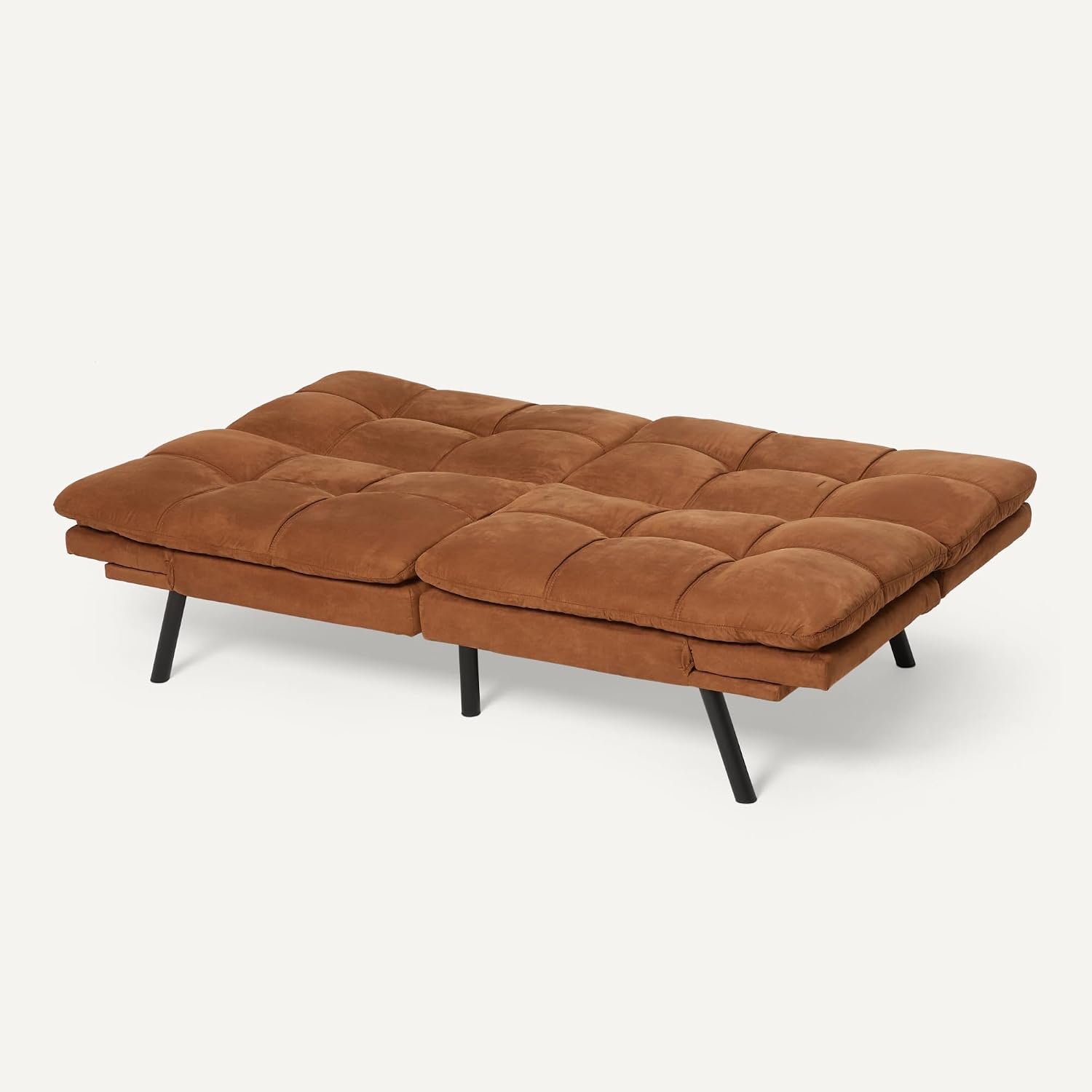 Amazon Basics Convertible Loveseat Sofa Bed with Memory Foam, Adjustable Positions, Linen Fabric, Modern Sleeper for Small Living Room, Office, Apartment, Brown