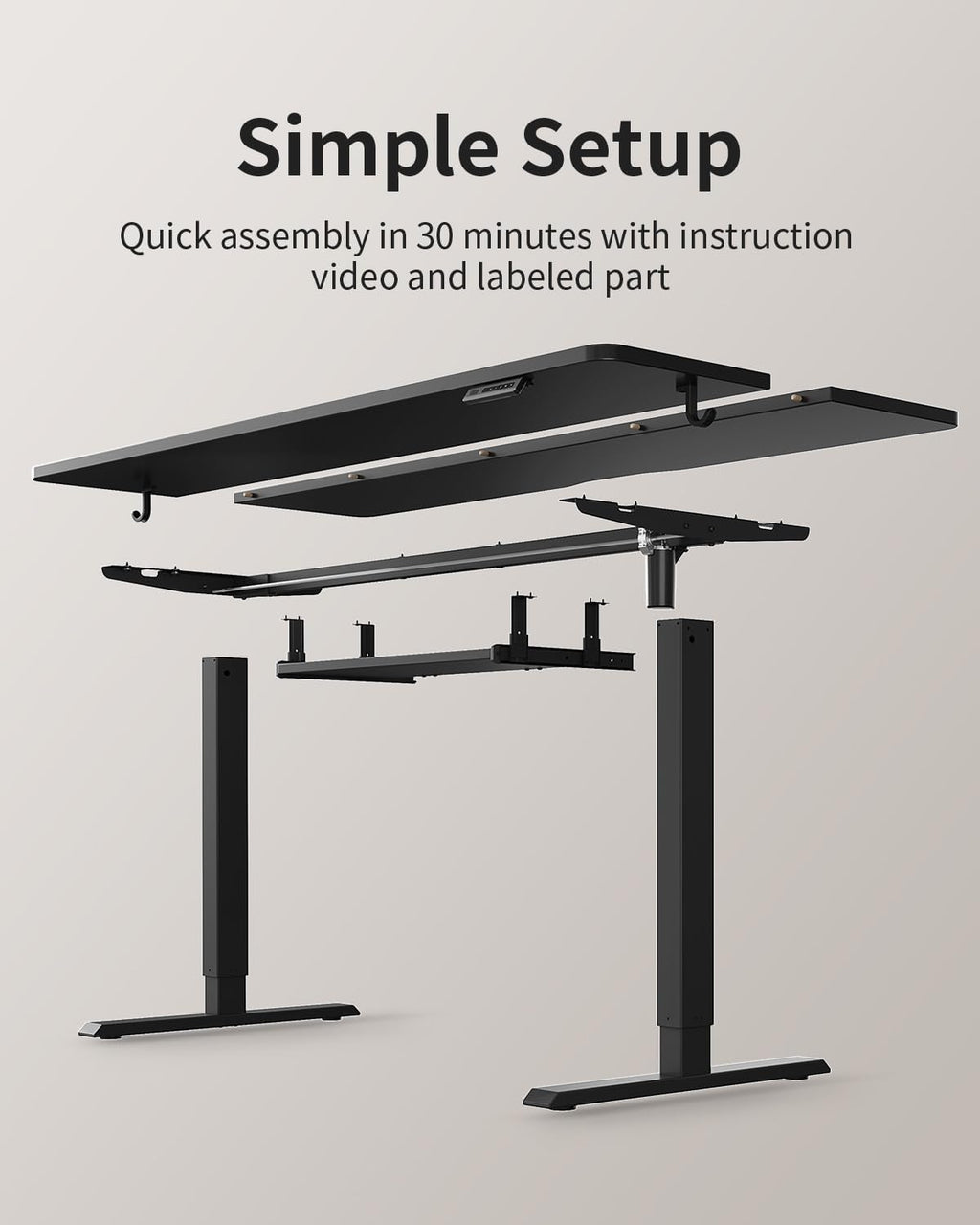 FEZIBO Standing Desk with Keyboard Tray, 48 x 24 Inch Adjustable Height Sit Stand Desk with Memory Presets for Home Office, Ergonomic Computer Workstation, Black