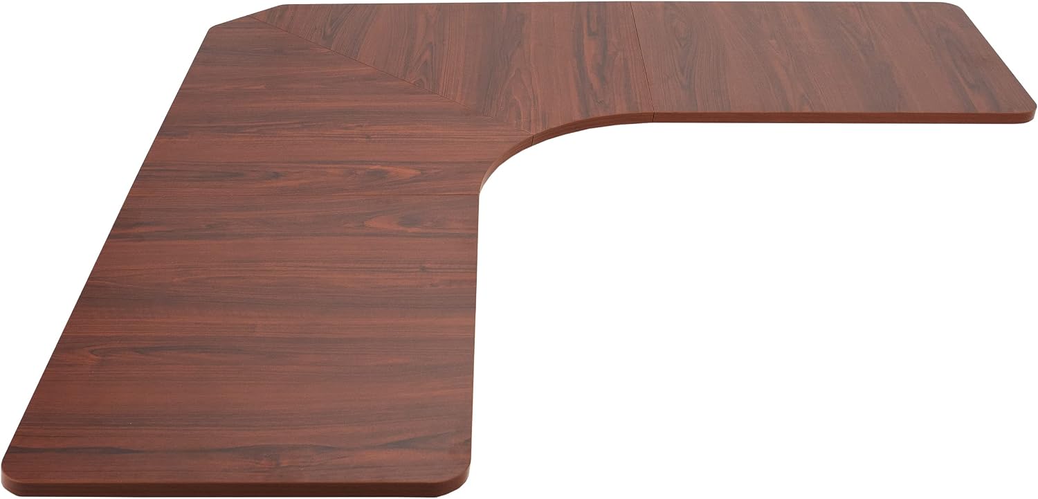 VIVO Universal 71 x 71 inch Curved Corner Table Top for L-Shape Sit to Stand Height Adjustable Home and Office 3-Leg Desk Frames, Dark Walnut Desktop, DESK-TOP2CD