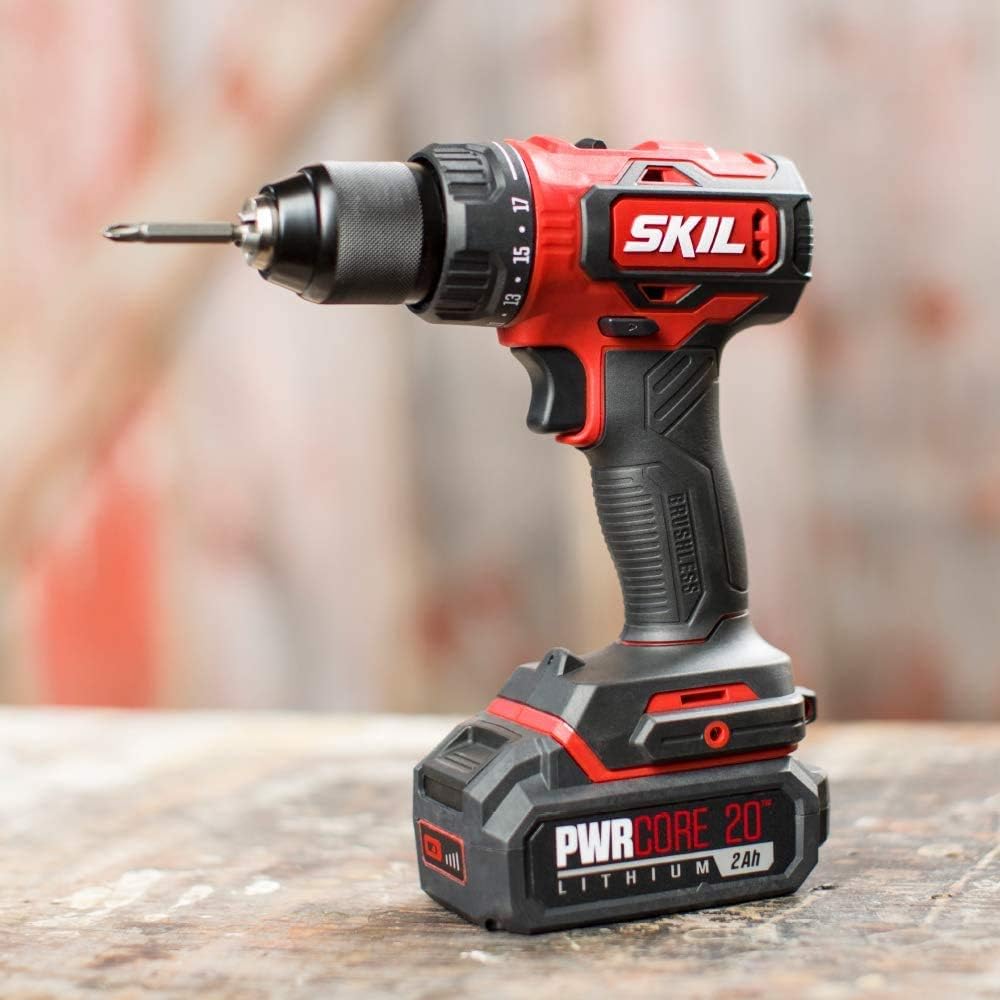SKIL PWR CORE 20 Brushless 20V 4-Tool Combo Kit, Included 2.0Ah Lithium Battery, 4.0Ah Lithium Battery and PWR JUMP Charger - CB7440-21