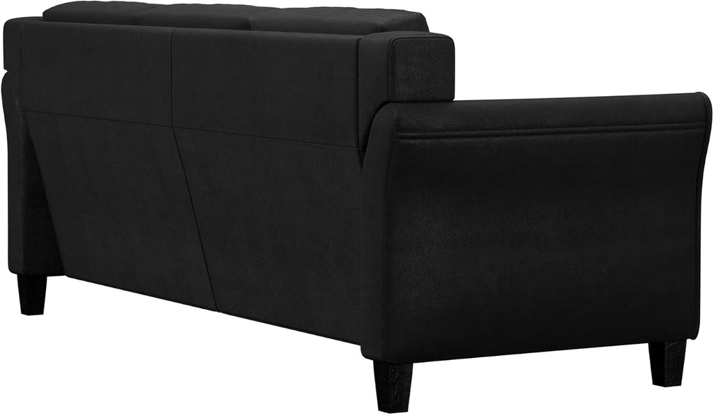 Studio Living Harrington 80.3' Sofa, Transitional Modern, Pocket Coil Comfort, Easy Assembly, Microfiber Fabric, Black