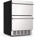 Mojgar 24 Inch Under Counter Drawer Fridge, Beverage Refrigerator with Double Drawer Storage, Built-in Beverage Refrigerator for Home & Commercial Use, Outdoor Fridge for Patio, Stainless Steel
