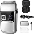Electric Razors for Men, Electric Foil Shavers for Men All Metal 2 in 1 Foil Trimmer LED Waterproof Shaving Machine 3-Speed Adjustable (Color : Sliver)