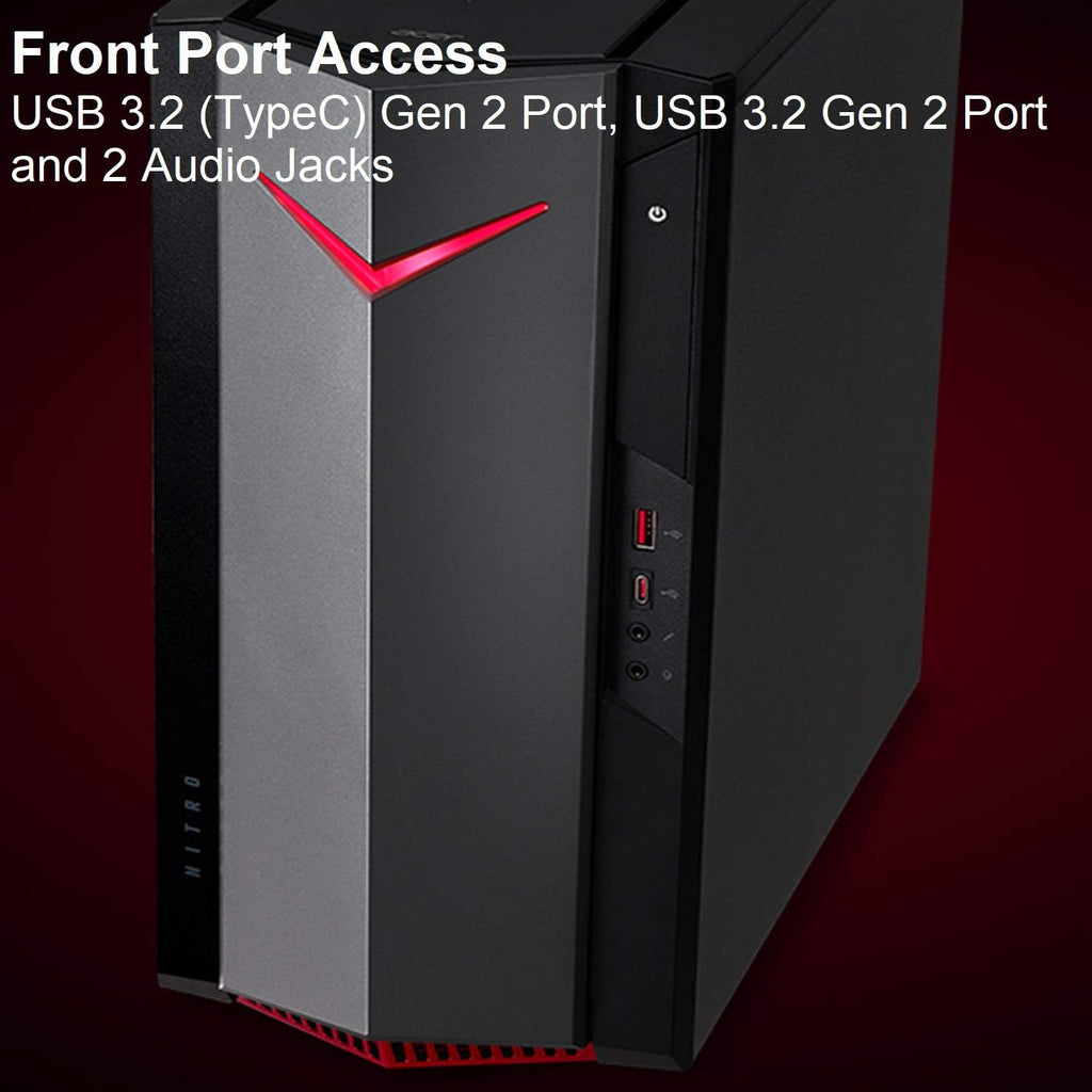 acer Nitro 50 N50-640-UR13 Gaming Desktop | 12th Gen Intel Core i5-12400F 6-Core Processor | NVIDIA GeForce RTX 3050 | 16GB 3200MHz DDR4 | 512GB SSD | 1TB HDD | Intel Wi-Fi 6E AX211 | Windows 11 Home