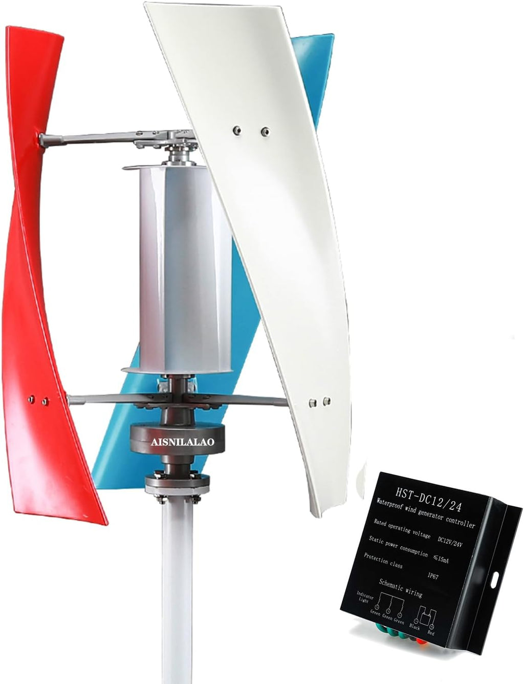 Low Noise 3000W-6000W Vertical Axis Wind Turbines Generator, 12V-220V with Controller AC Wind Power Vertical for Home Hybrids Streetlight