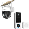 AOSU Solar Camera Security Outdoor - 100% Wire-Free Security Cameras Wireless Doorbell Camera Wireless - Head-to-Toe View, Intelligent Package Detection