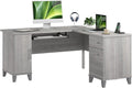 Bush Home 60-Inch L-Shaped Desk with Storage, Corner Computer Office Desk with Drawers and Storage Cabinet, Home Office Furniture, Somerset Collection, Platinum Gray