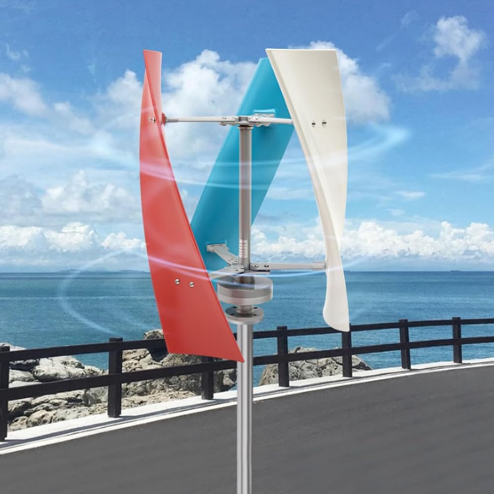 100W-3000W Vertical Wind Turbine Permanent Magnet Generator Kit, 3 Blades Low Noise Windmill with Controller for Home Boats Cabins Mobile Homes (48V),220V