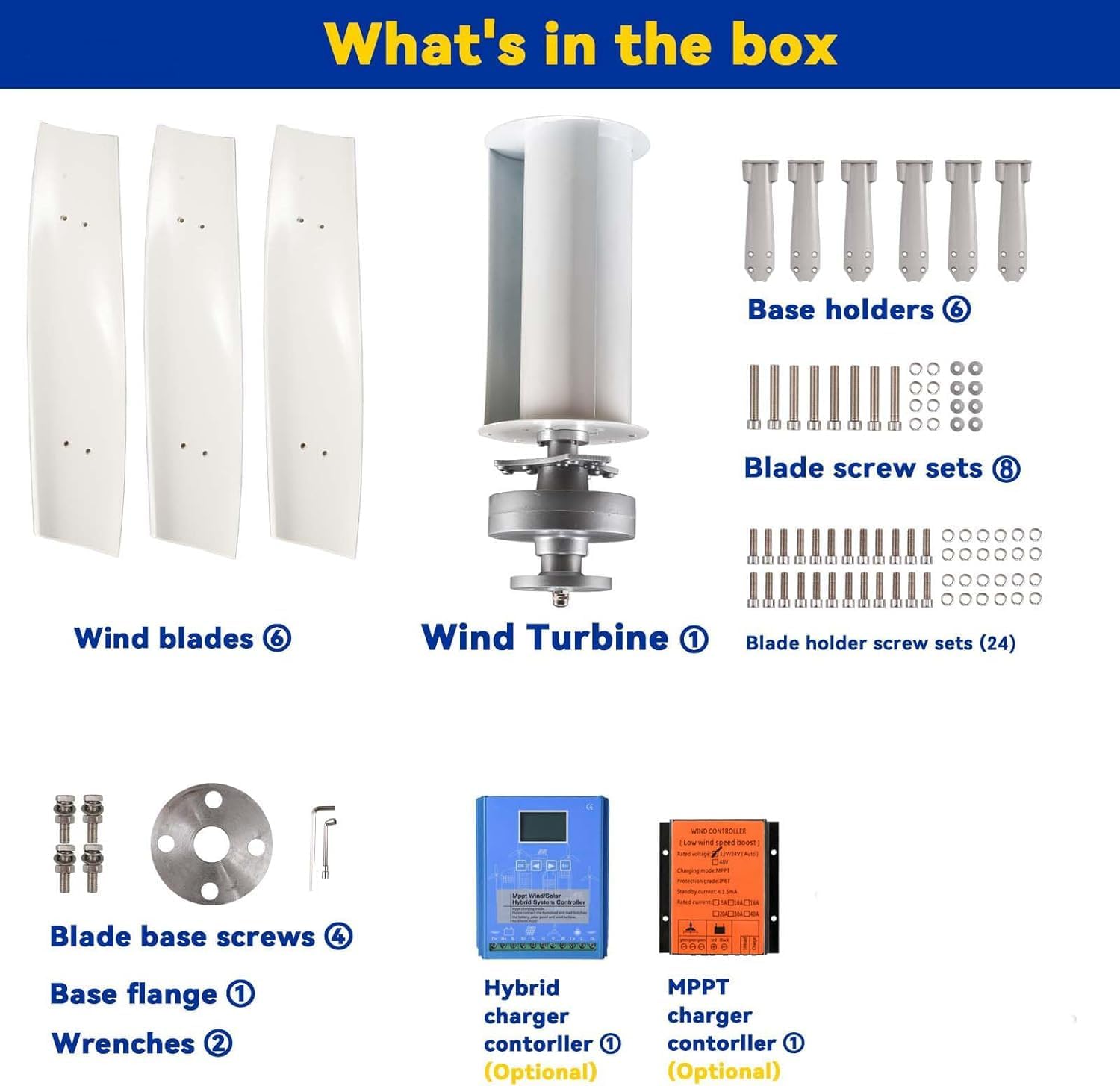 CHRISK 3000W Wind Turbine Generator, No Noise Vertical Wind Turbine Generator, Portable Wind Power Turbine Generator Kit with Controller