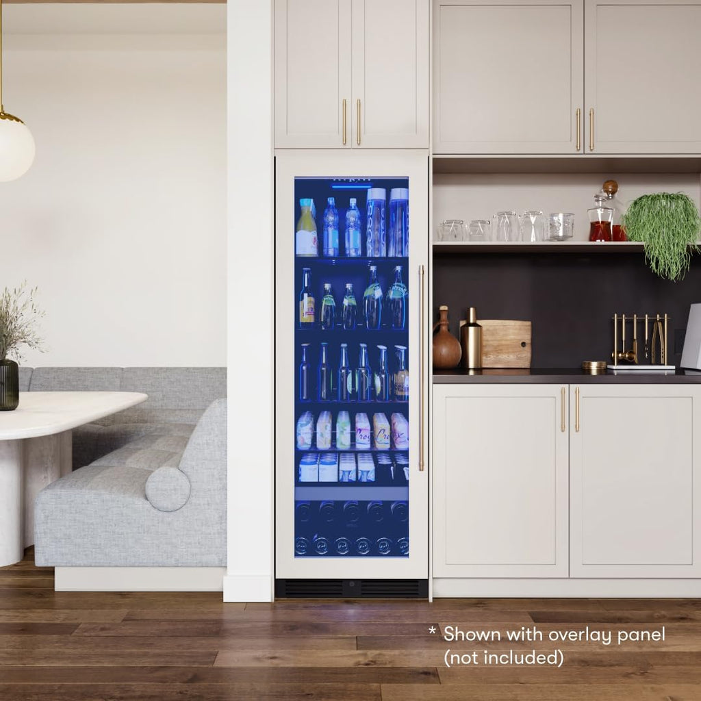 Zephyr 24 Inch Panel-Ready Wine Fridge & Beverage Refrigerator Single Zone Full Size - Tall Wine Cooler Cellars Large Bar Drink Freestanding w/Glass Door - 266x12oz cans & 14x750 ml bottles