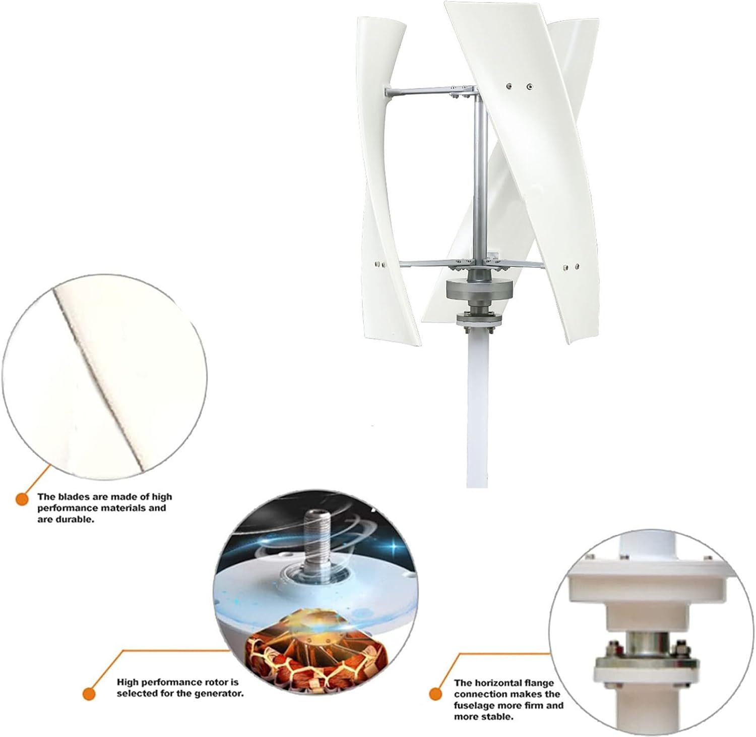 1000W-3000W Wind Turbine Generator Kit, 3 Blade 12V/24V/48V/220V Wind Energy Power Generator for Home, Business,Street Lighting