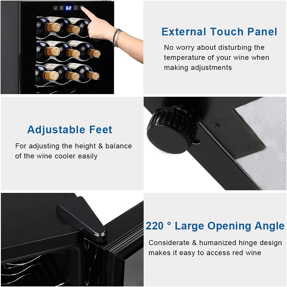 Winado 18 Bottle Compressor Wine Cooler Refrigerator w/Adjustable Temperature, Freestanding Compact Mini Wine Fridge with Digital Control & Removable Shelves