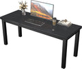 55 Inch Computer Desk, Modern Table with Thick Tabletop, Small Gaming Desk with Adjustable Feet, Study Writing Table for Home Office Work, Black
