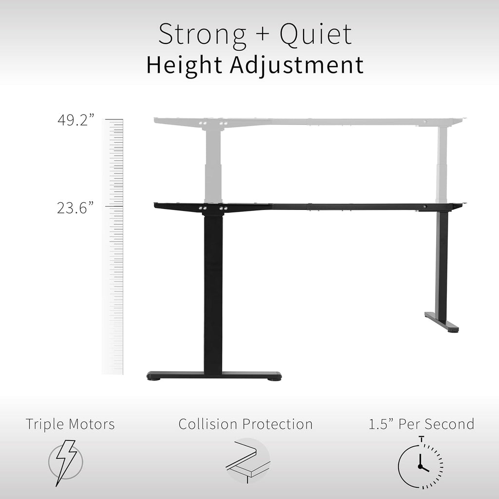 VIVO Electric Triple Motor Height Adjustable 3 Leg Corner Desk Frame, up to 300lbs, Sit Stand Ergonomic L Shaped Frame Only, White, DESK-V130EW