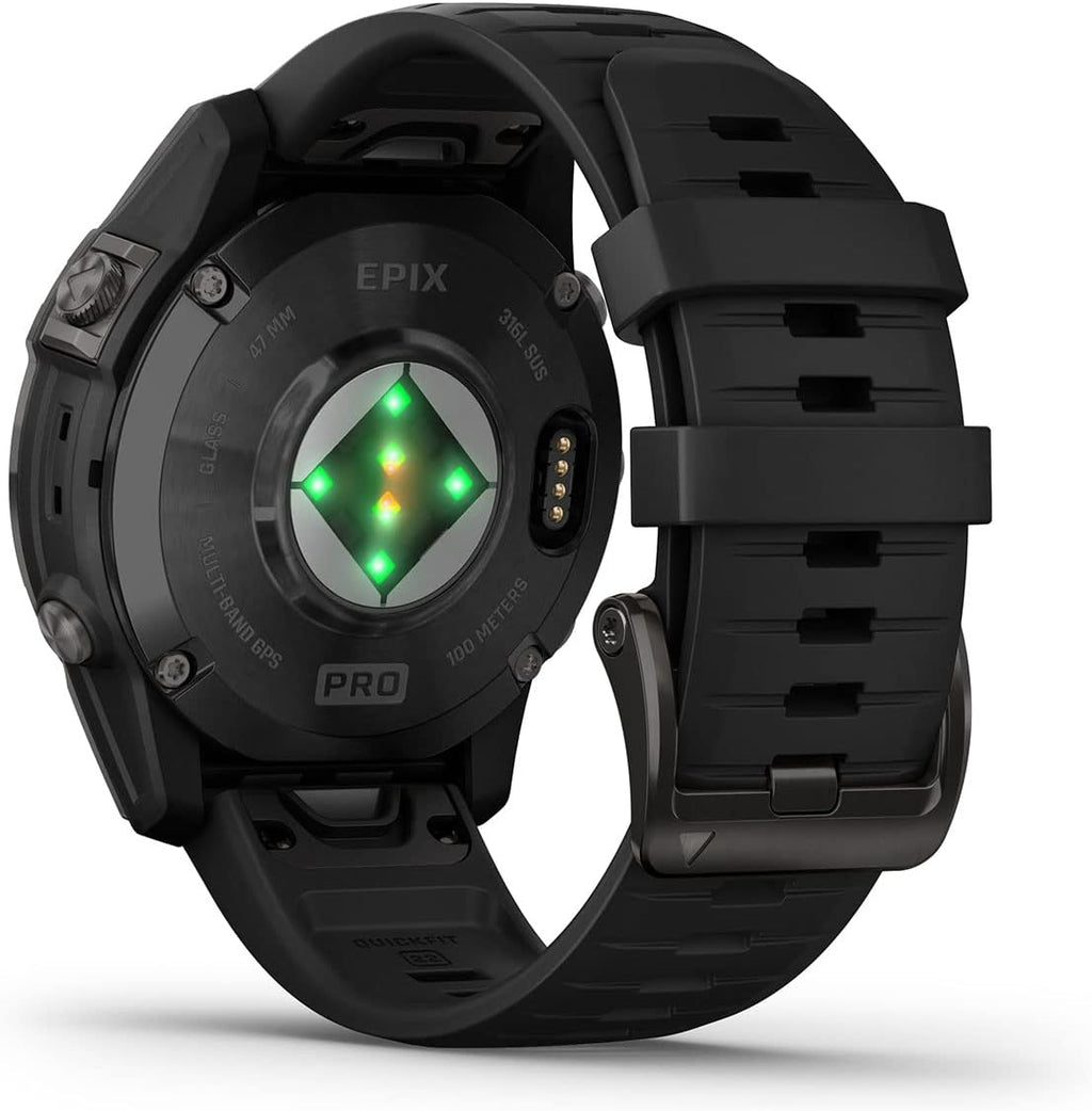 PlayBetter Garmin epix Pro (Gen 2) (Slate Gray/Black, 47mm) GPS Outdoor Watch Gift Box Bundle - AMOLED Display & Built-in Flashlight - Includes Screen Protectors, Wall Adapter & Case