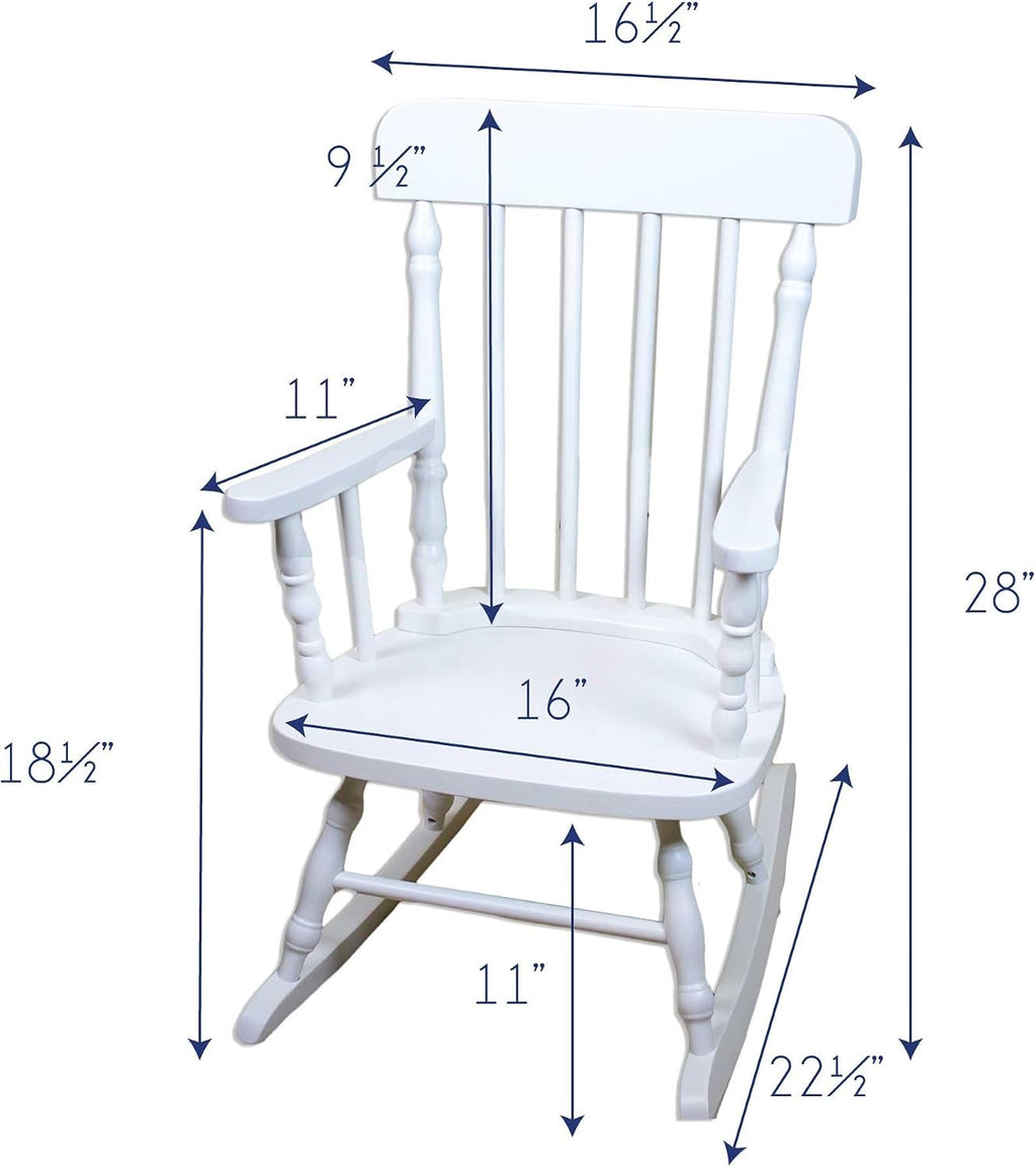 My Bambino Childrens Personalized Rocking Chair White Wood Engraved with Toddler Name | Baby Shower & Birthday Gift