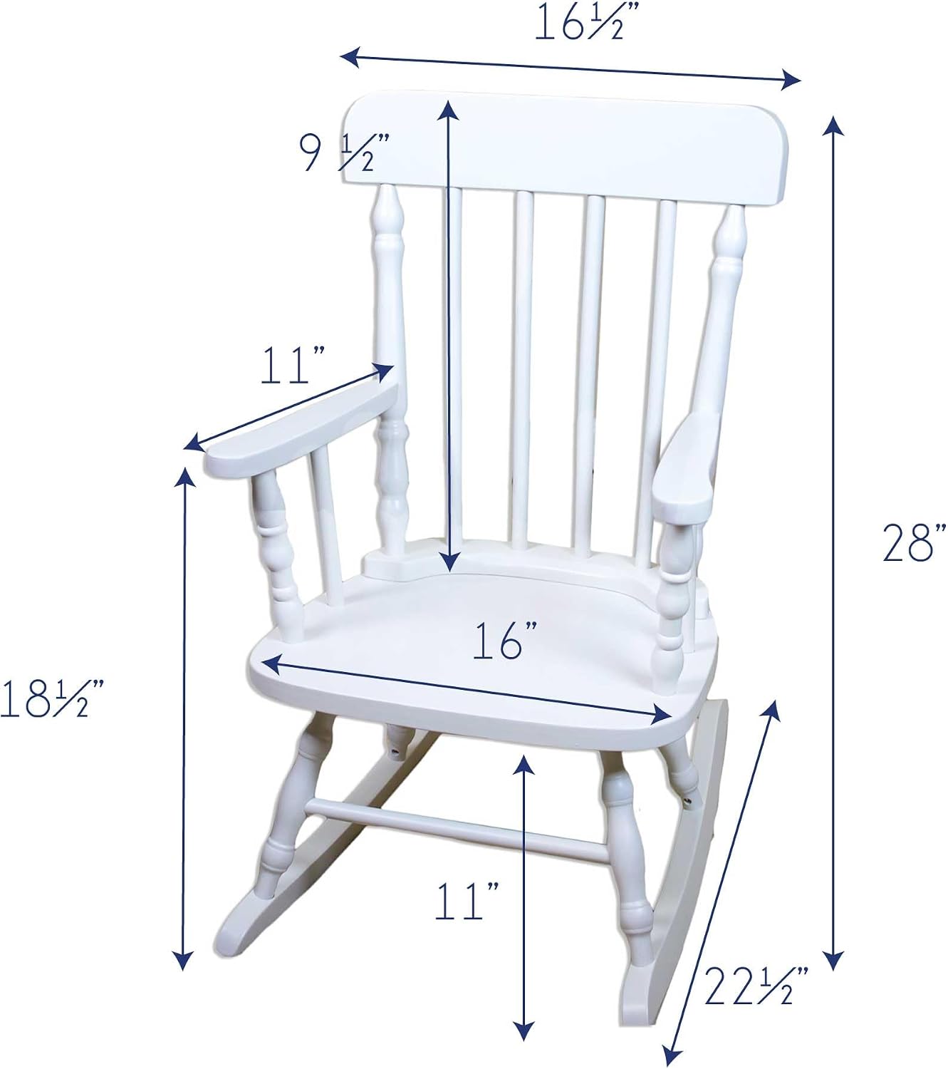 My Bambino Childrens Personalized Rocking Chair White Wood Engraved with Toddler Name | Baby Shower & Birthday Gift