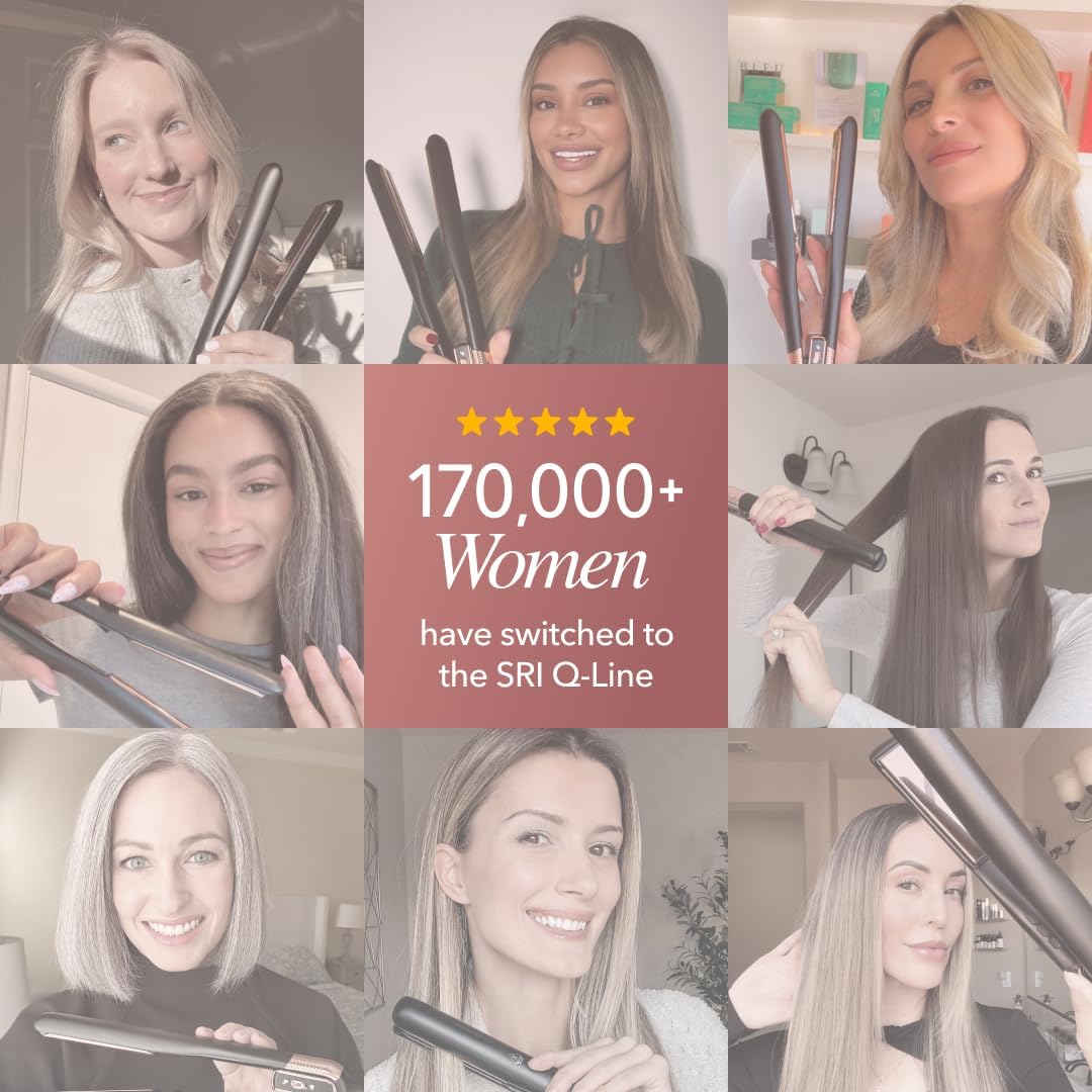 SRILabs StyleQ Flat Iron Hair Straightener — Red Light Therapy, Titanium Plates, Graphene Technology, Negative Ions | 12 Heat Settings | Frizz-Free Results for All Hair Types