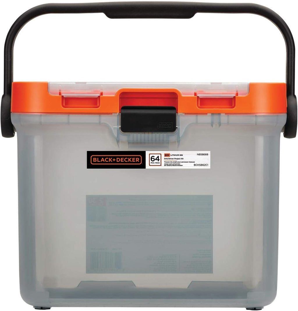 BLACK+DECKER 20V MAX Drill with Home Tool Kit, 64-Piece (BCKSB62C1)