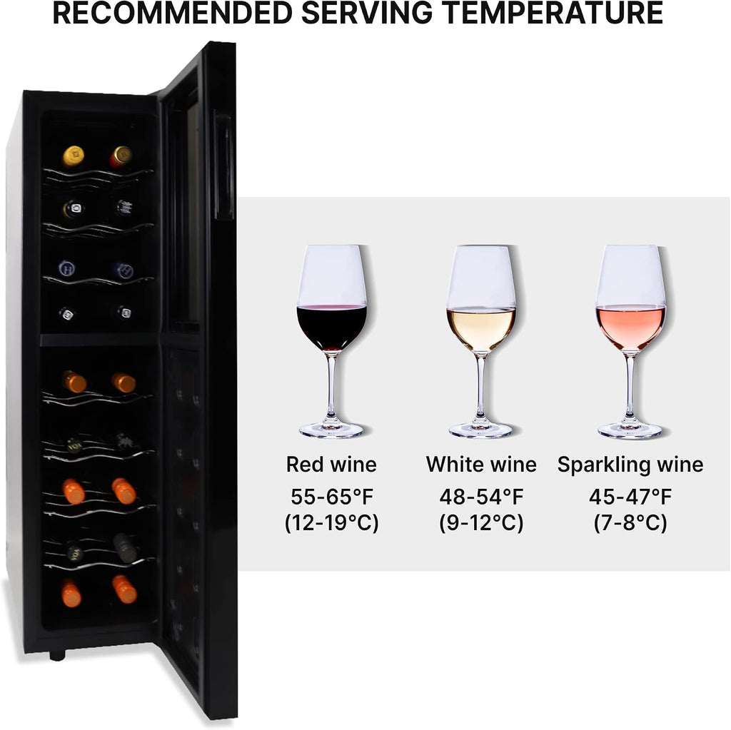Koolatron Urban Series 18 Bottle Slim Dual Zone Wine Cooler, Thermoelectric Wine Fridge, Freestanding Wine Refrigerator for Home Bar, Kitchen, Apartment, Condo, Cottage