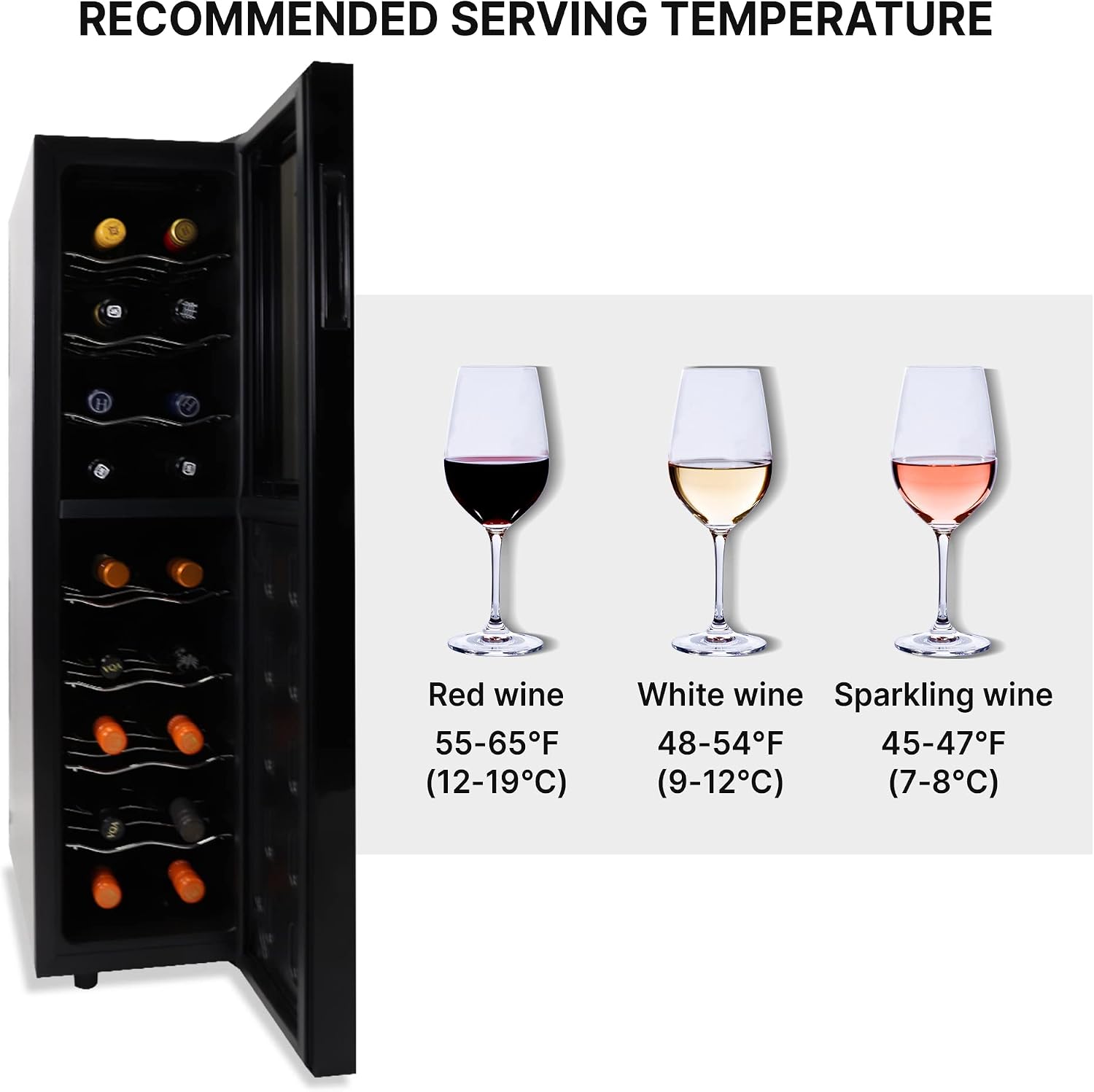 Koolatron Urban Series 18 Bottle Slim Dual Zone Wine Cooler, Thermoelectric Wine Fridge, Freestanding Wine Refrigerator for Home Bar, Kitchen, Apartment, Condo, Cottage