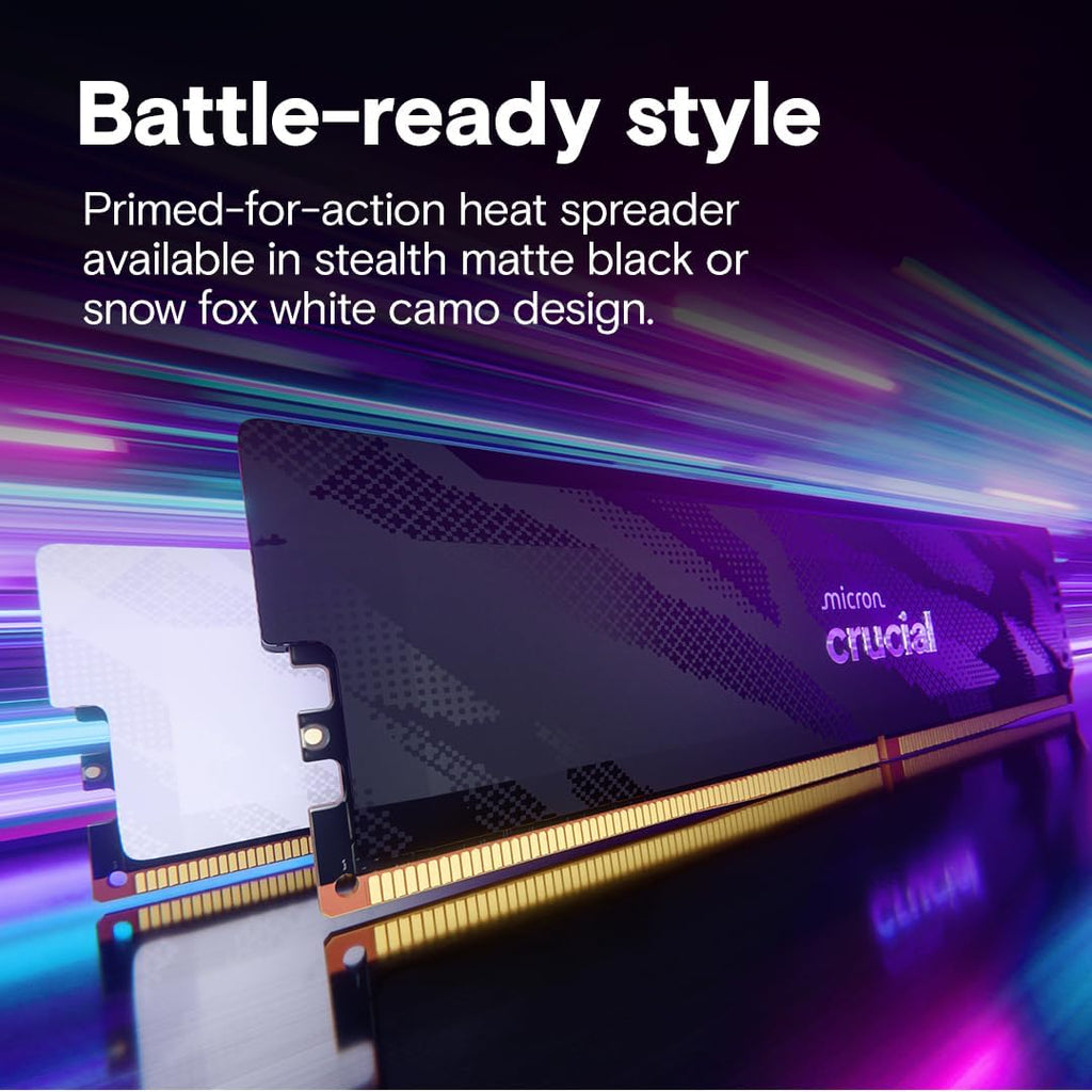Crucial Pro DDR5 RAM 32GB Kit (2x16GB), 6400MHz CL32, Overclocking Desktop Gaming Memory, Intel XMP 3.0 & AMD Expo Compatible, Black - CP2K16G64C32U5B