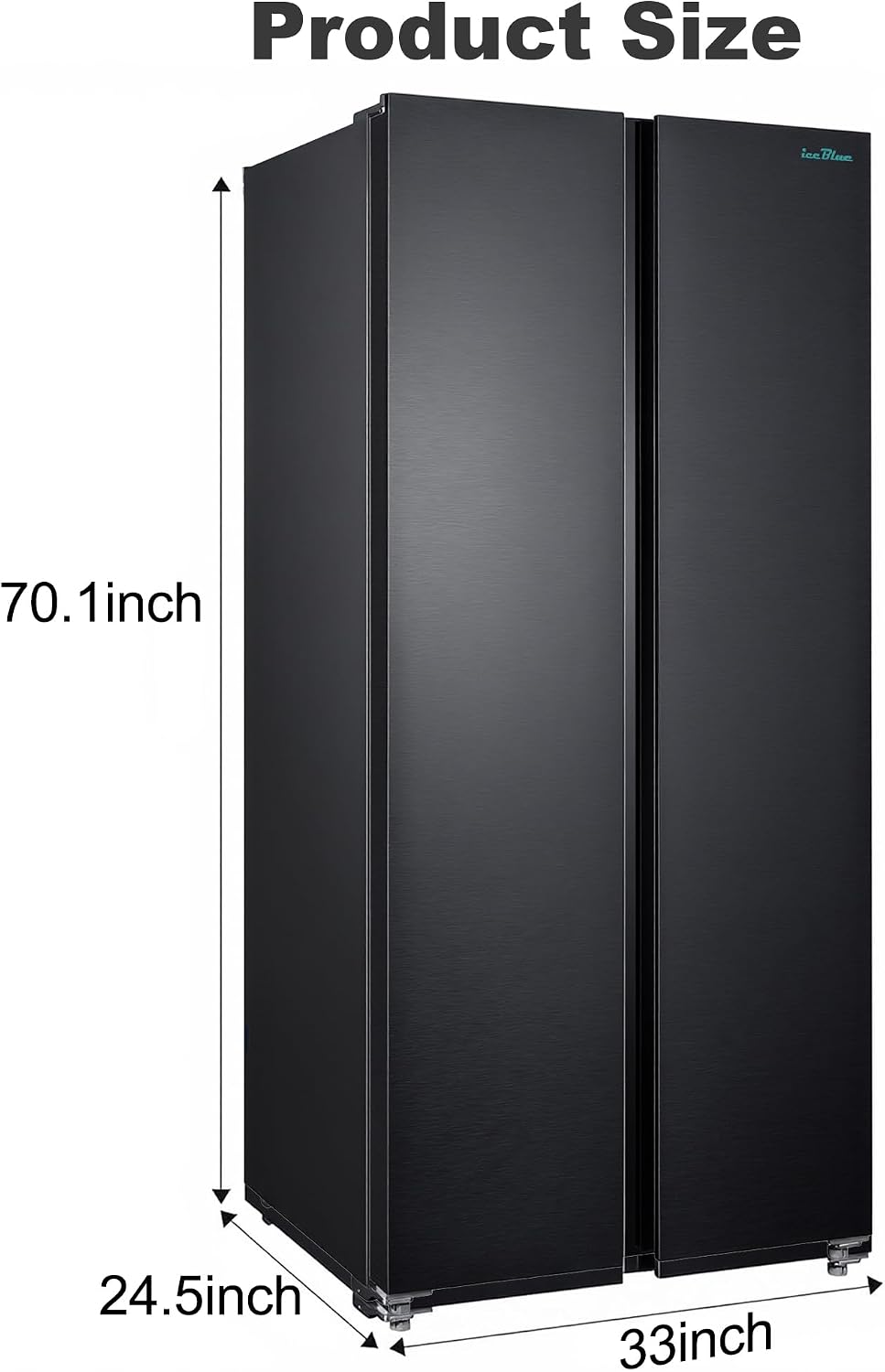 Iceblue 15.6 Cu.Ft. Side-by-side Refrigerators, 33' Full Size Refrigerator, Zoning Temperature Control Beverage Refrigerator with Freezer, Frost Free Beverage Fridge - Black Stainless Steel
