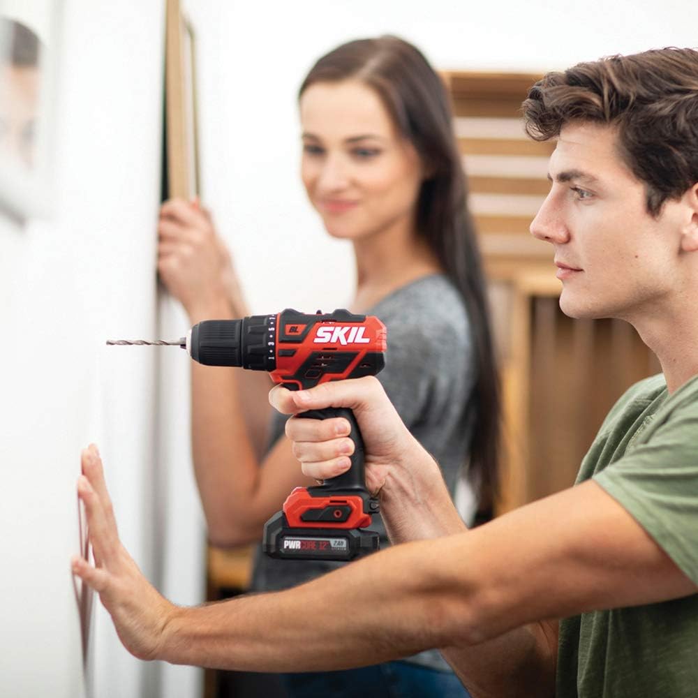 SKIL 3-Tool Kit: PWRCore 12 Brushless 12V 1/2 Inch Cordless Drill Driver, Oscillating MultiTool and Area Light, Includes 2.0Ah Lithium Battery and Standard Charger - CB738701
