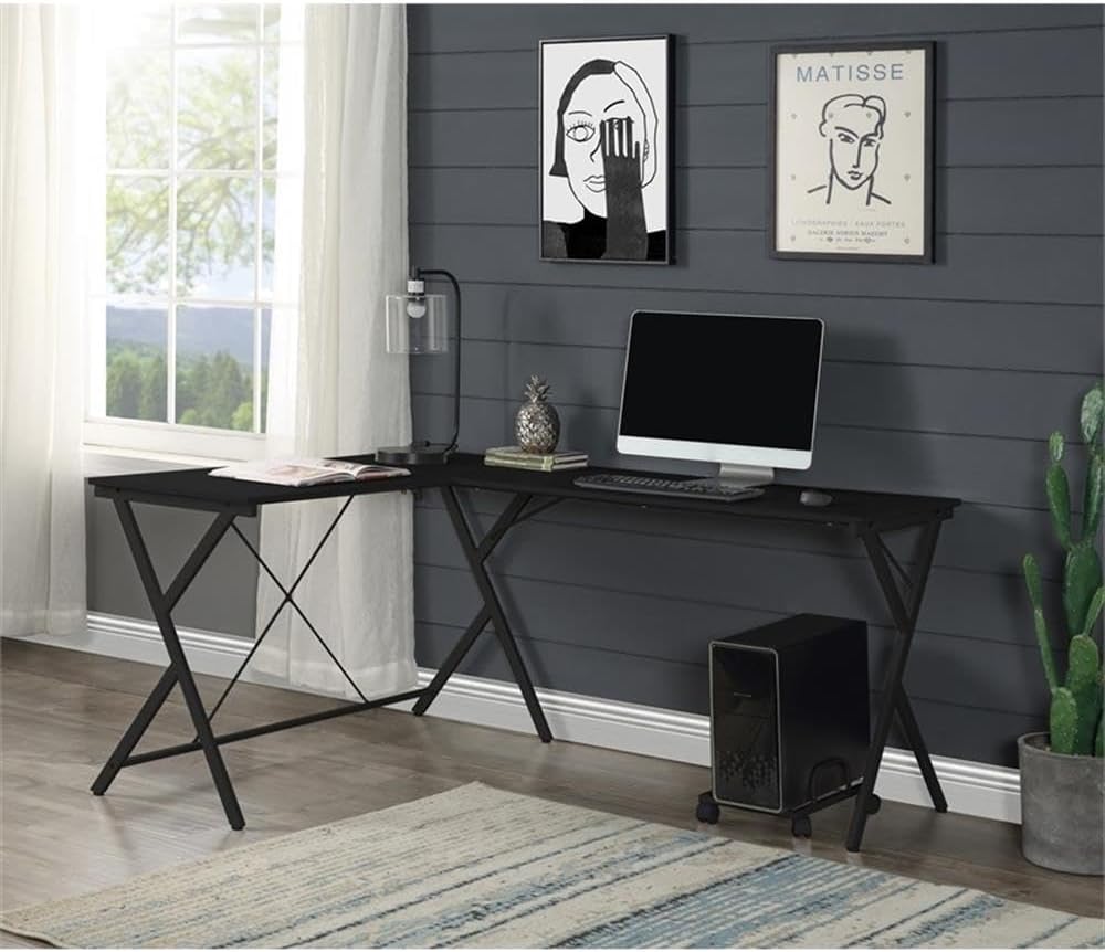 Acme Demas Wooden Top Computer Desk with Computer Holder in White and Black