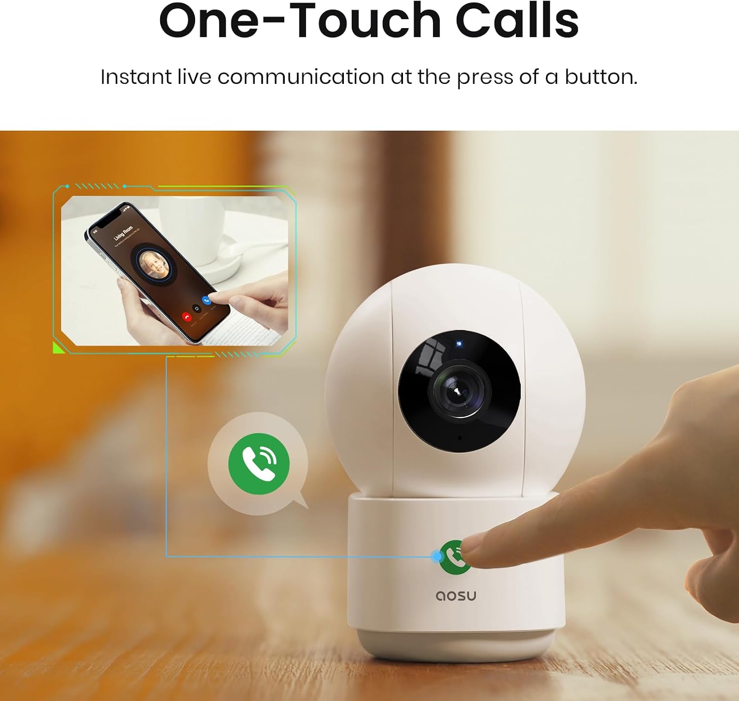 aosu Solar Security Cameras Wireless Outdoor/Indoor, Doorbell Camera for Home Safety