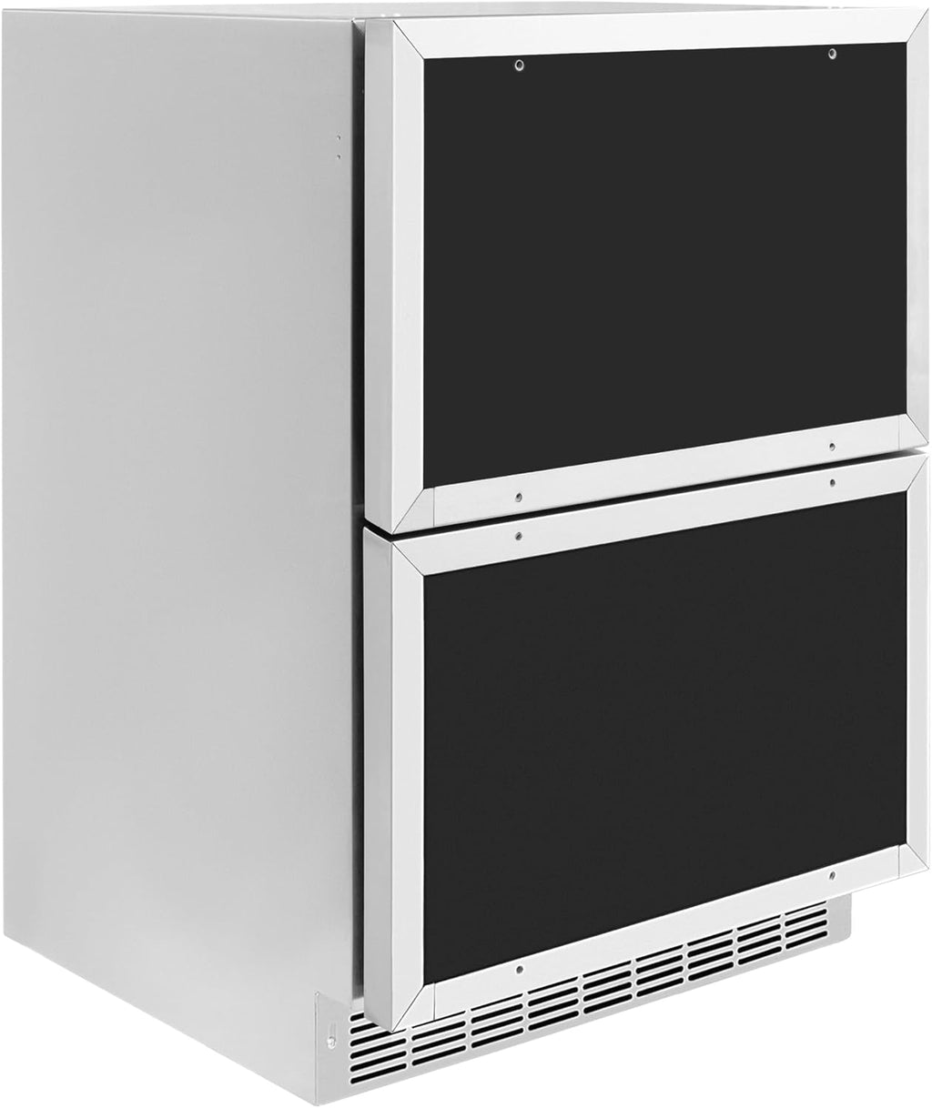 Z Line Kitchen and Bath ZLINE 24 in. Touchstone 168 Can Outdoor-Rated Dual Refrigerator Drawer with Panel-Ready Doors (RDSPO-24)