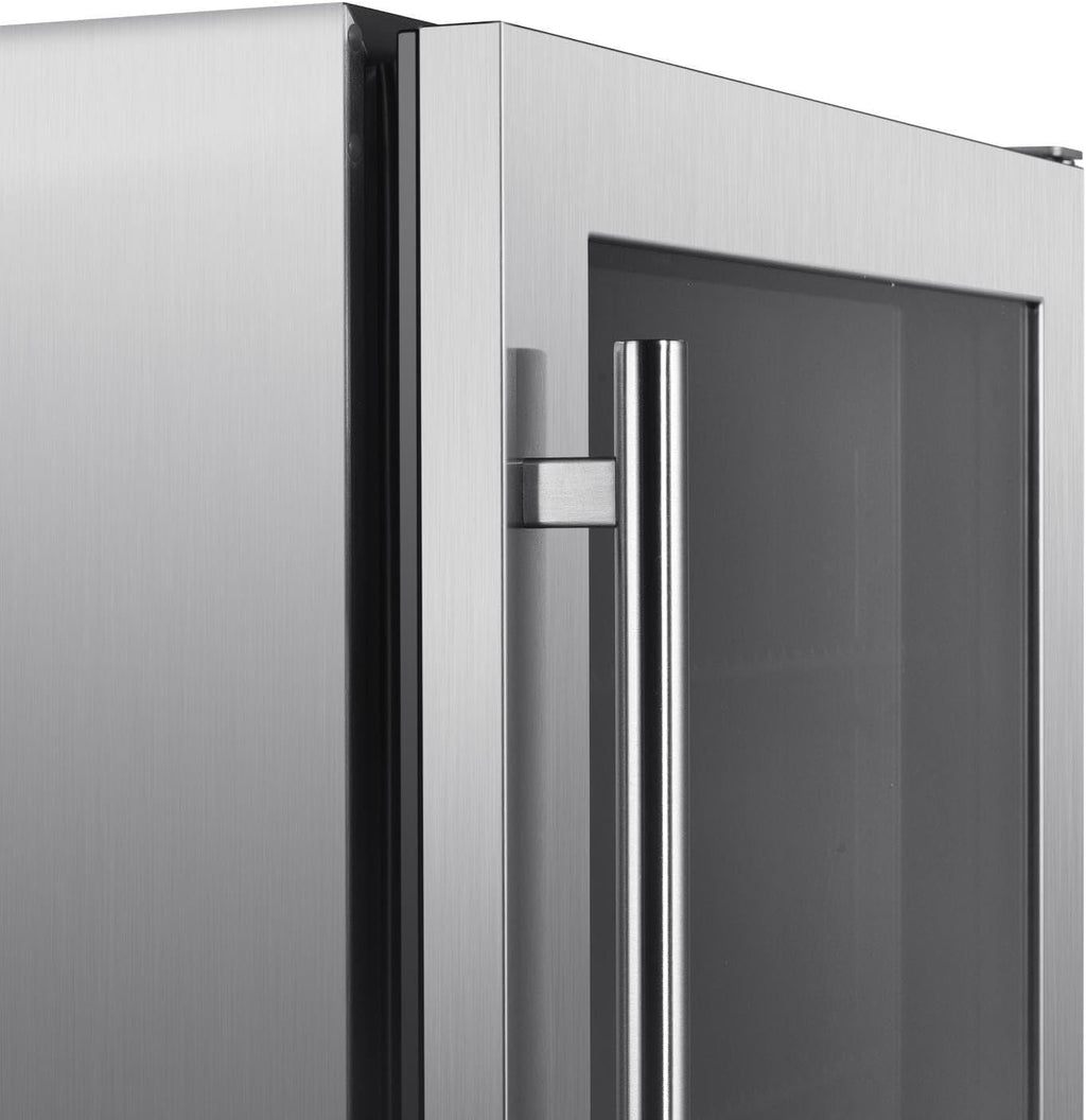 Blaze 20-Inch 4.5 Cubic Feet Outdoor Rated Beverage Cooler with Lock, Reversible Glass Door, Digital Thermostat, and Stainless Steel Exterior Finish - BLZ-GDBEV20-4.5