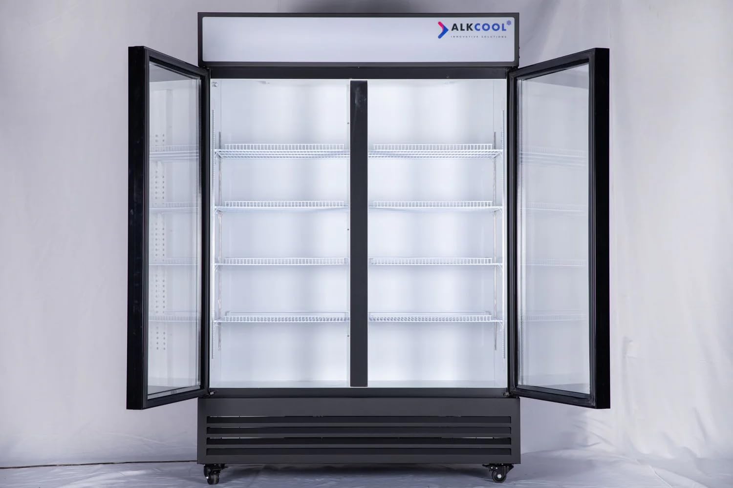 Commercial Beverage Refrigerator Display Fridge,46 Cu Ft Two Glass Door Upright Merchandiser Drink Cooler with LED Light Adjustable Shelves,ETL and NSF Approval,Hinge