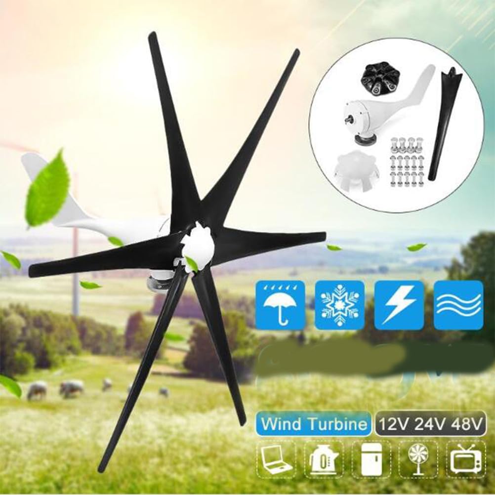 48V,1000W -3000W Wind Turbine Generator, 6 Blade 48V 220V Garden Wind Turbines Generator with Charge Controller for Solar Power Homeuse