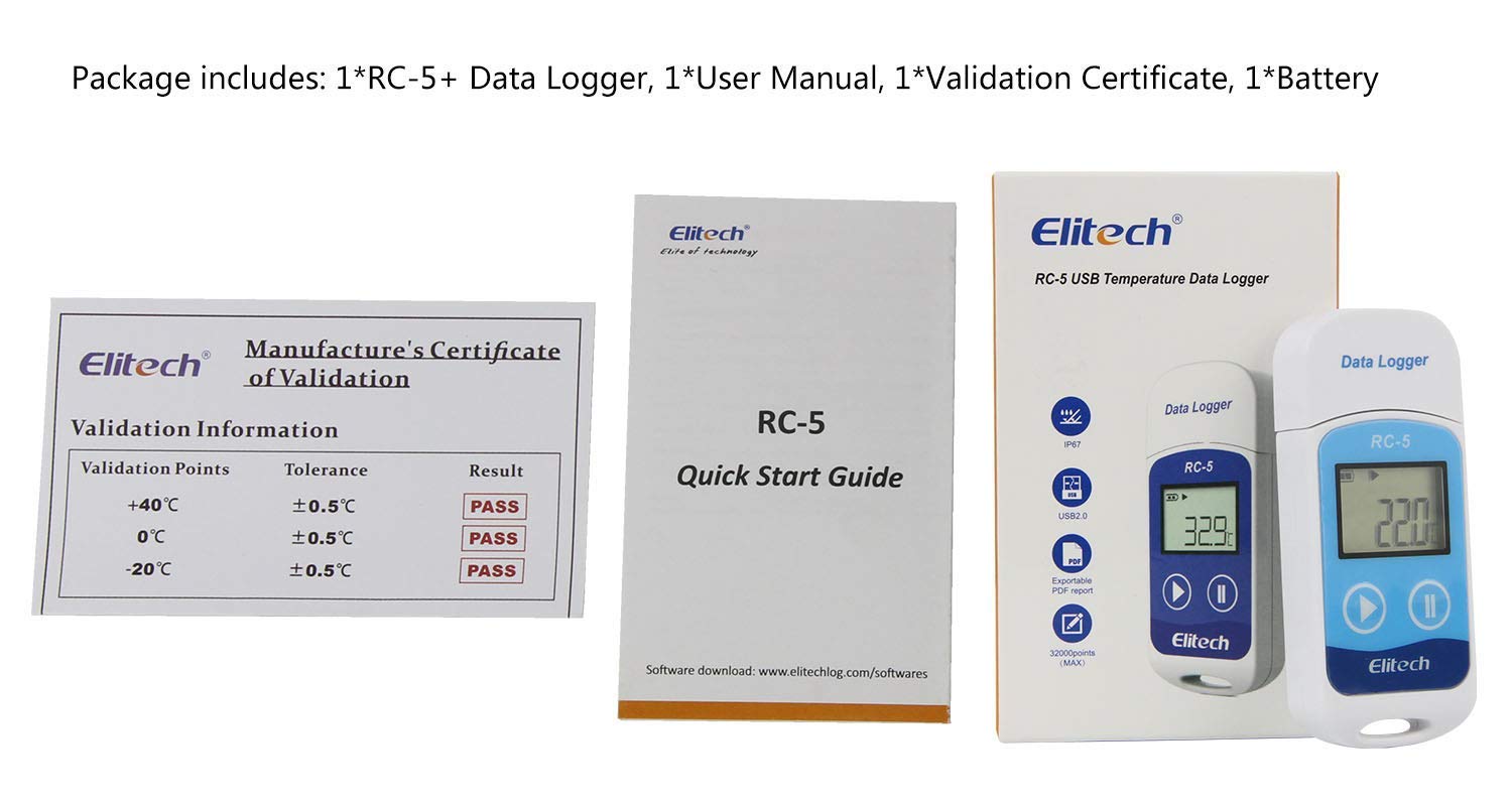 Elitech RC-5 USB Temperature Data Logger Recorder 32000 Points High Accuracy (10 Pack)