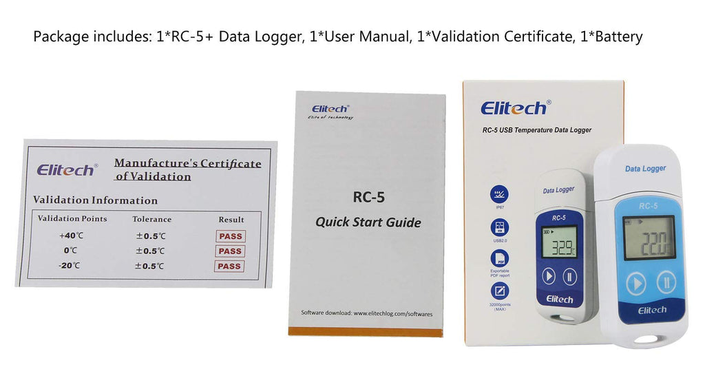 Elitech RC-5 USB Temperature Data Logger Recorder 32000 Points High Accuracy (50 Pack)