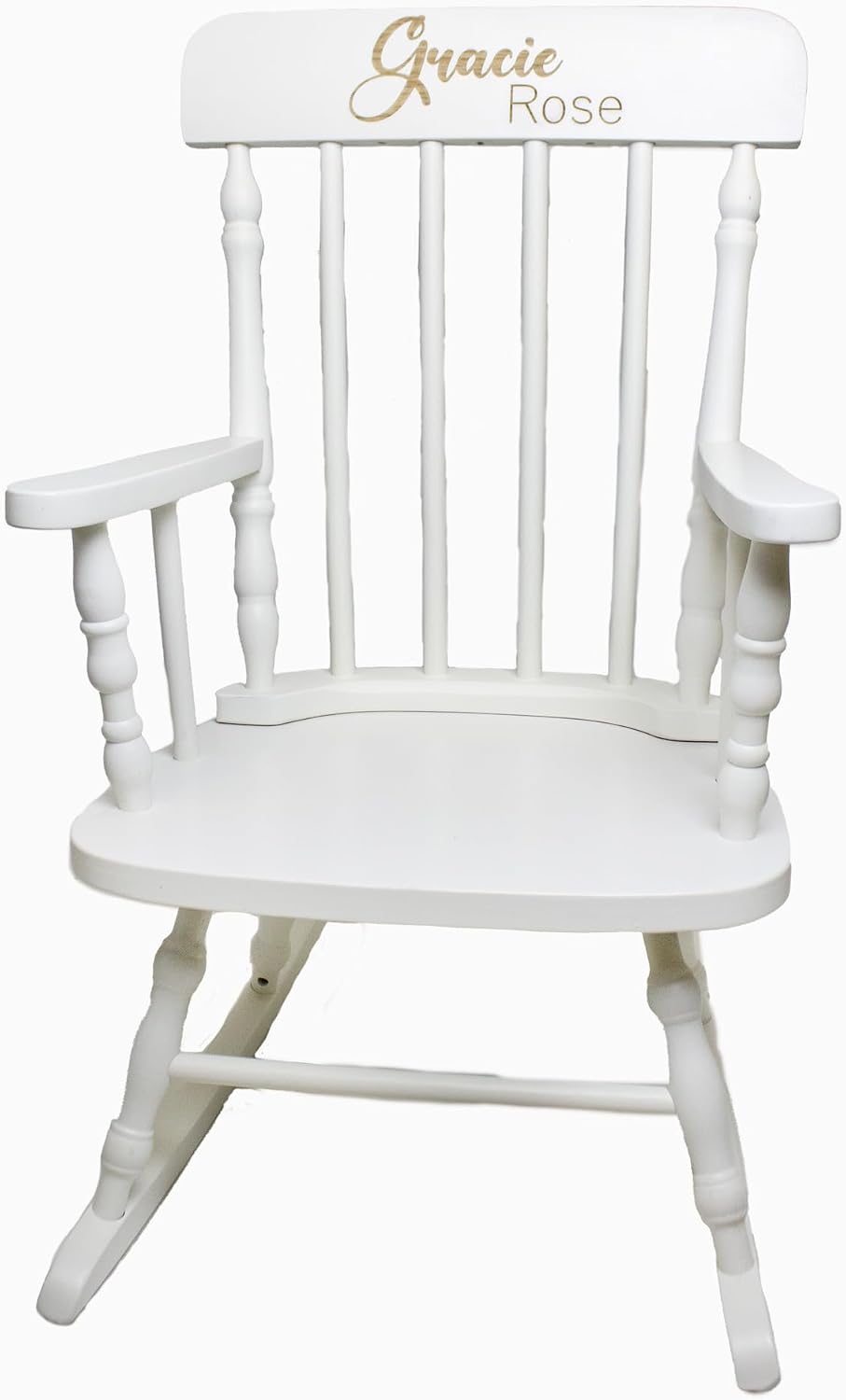 My Bambino Childrens Personalized Rocking Chair White Wood Engraved with Toddler Name | Baby Shower & Birthday Gift