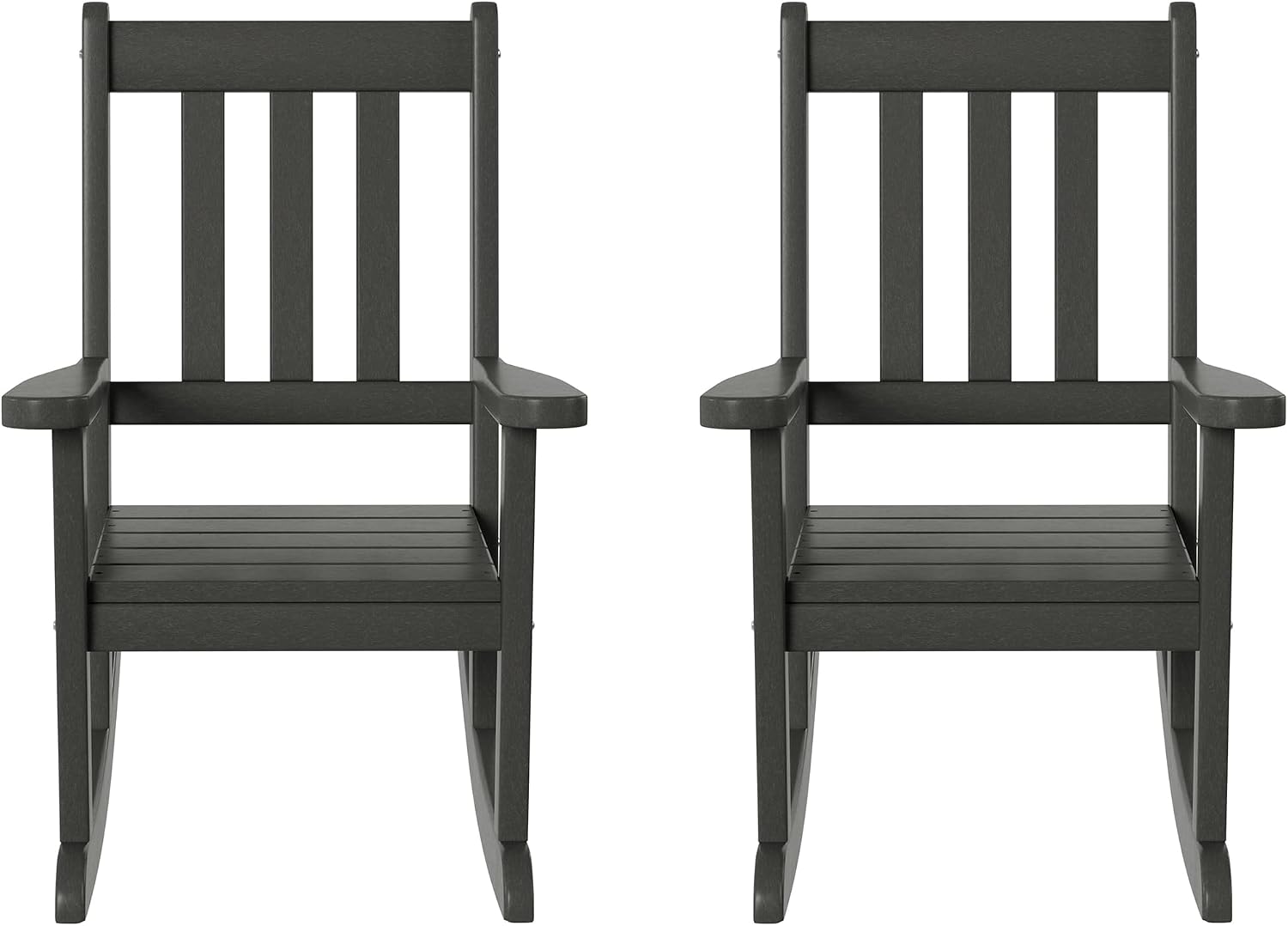 WestinTrends Malibu Outdoor HDPE Plastic Preschool Toddler Rocking Chairs (Set of 2), Gray