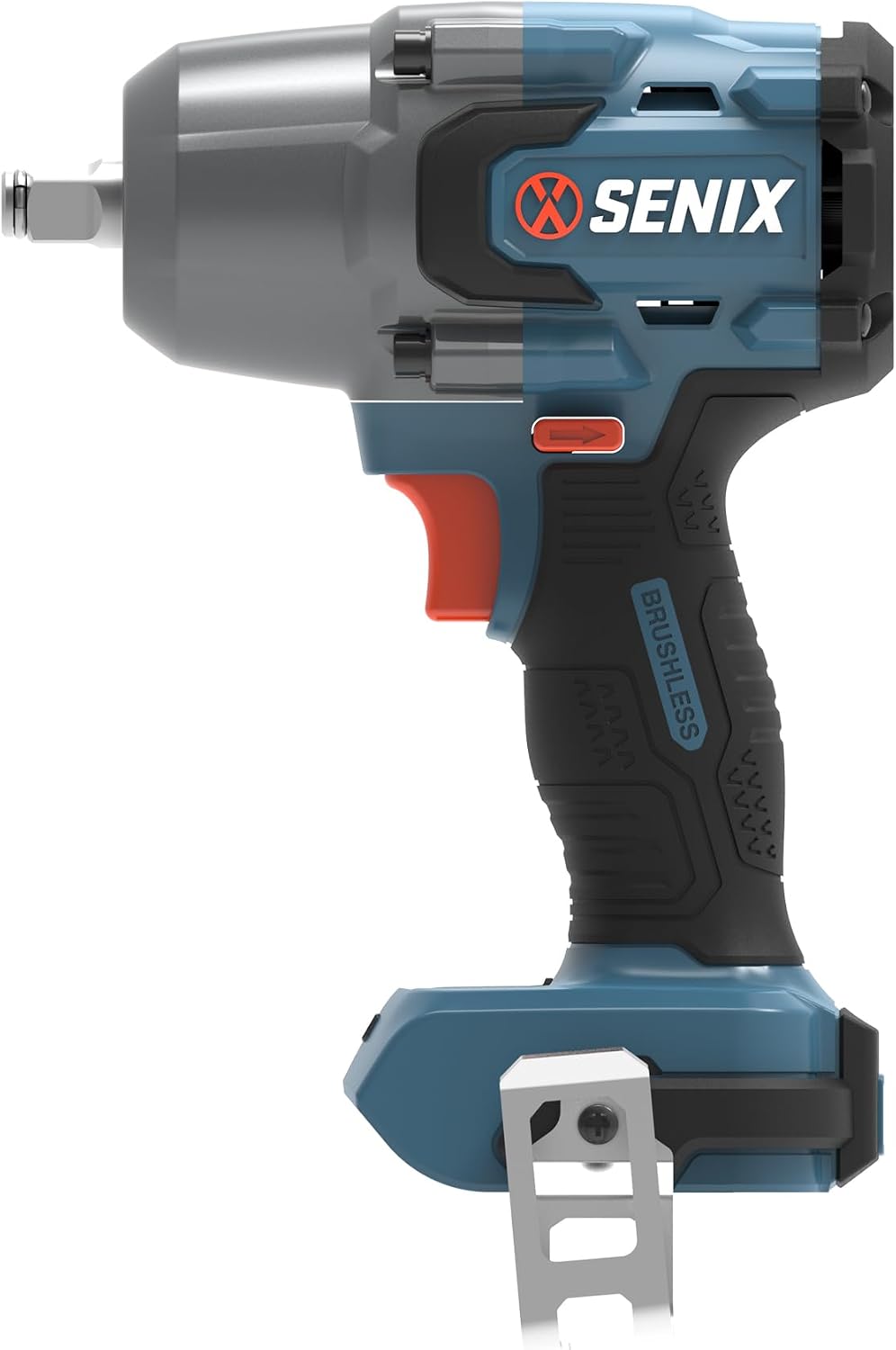 SENIX 20 Volt Max* 1/2' Cordless Impact Wrench, 550 ft-lbs. Max Torque, 4000 RPM Max, 3 Speed Mode, Brushless Motor - Includes Belt Clip, Tool Only, Battery Not Included (PDWX2-M7-0)