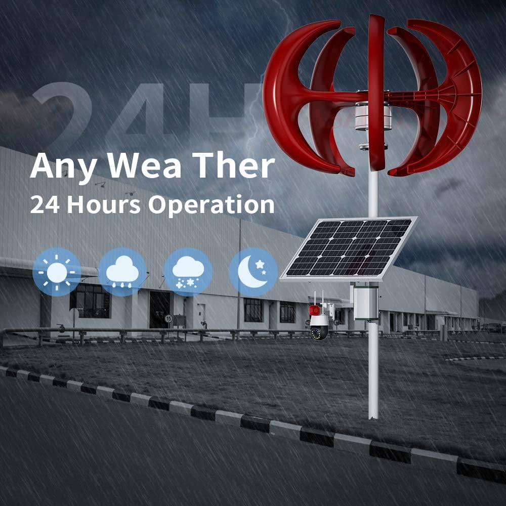 3000W Vertical Wind Turbine Generator,Permanent Magnet Lantern Vertical Wind Turbine Kit with Controller for Home(12V 24V 48V 5 Blades)
