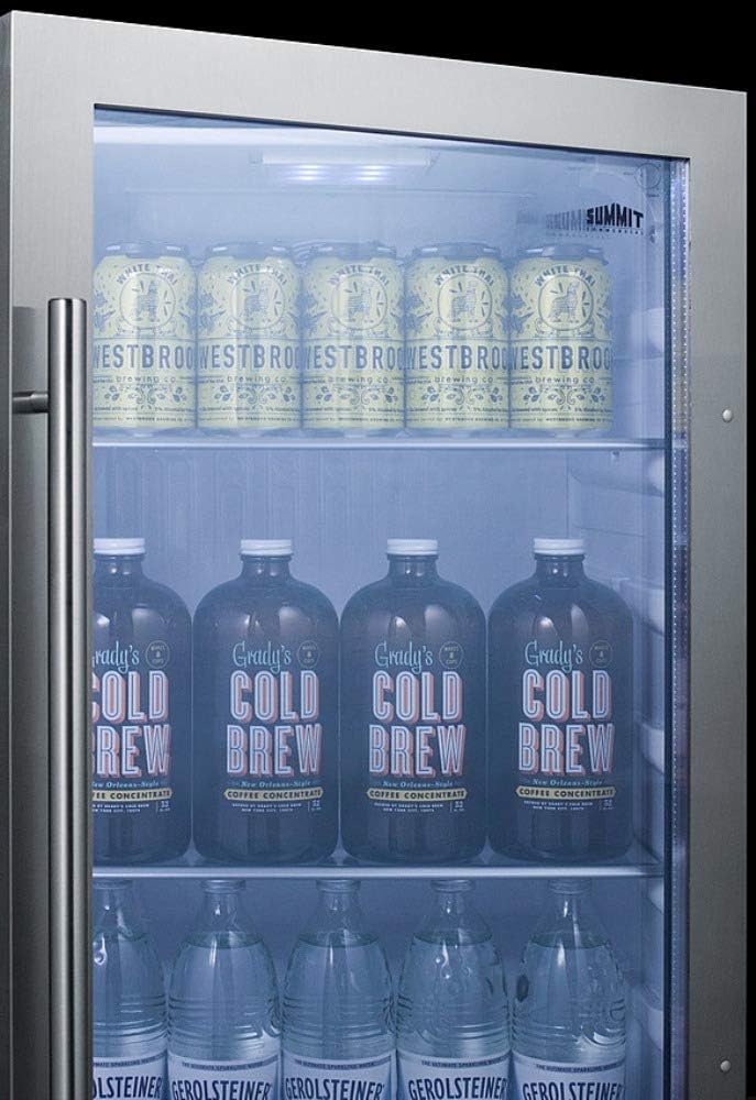 Summit 19' Beverage Center, 3.13 cu.ft. Capacity, Shallow Depth, Outdoor Refrigerator, Stainless Steel, Glass Door- SPR489OSCSS