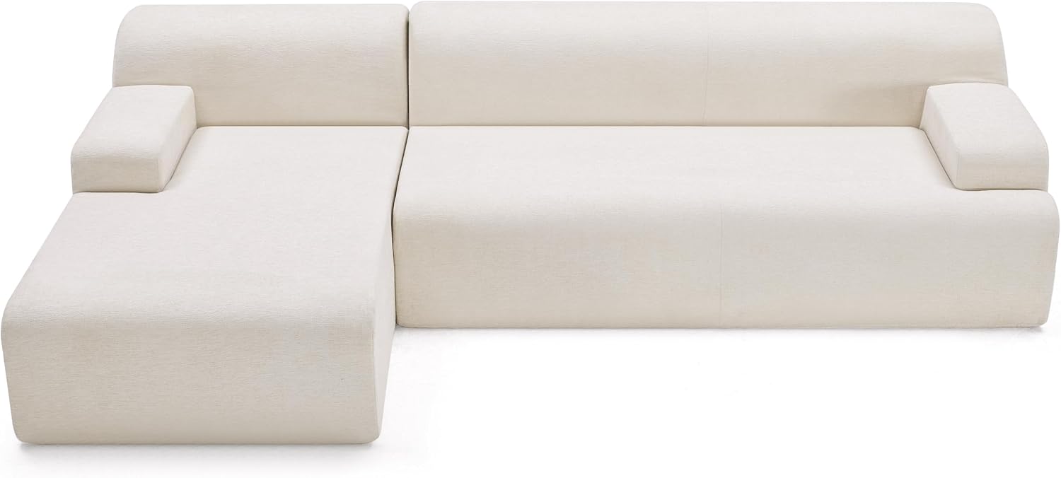 Weture 107' Modular Sectional Cloud Couch, Boneless couches Sponge sectionals for Living Room, High Density Sponges Sofa, Modular L-Shape with Chaise, Beige