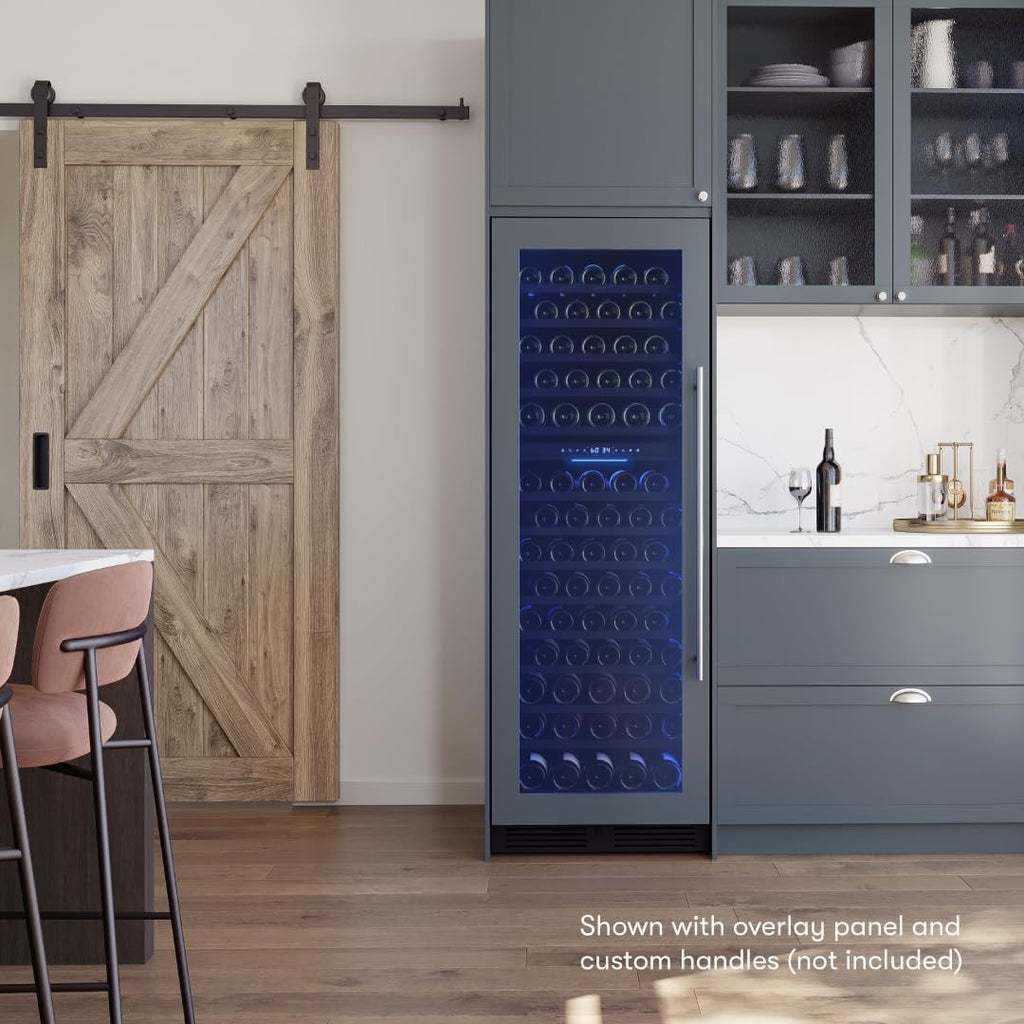 Zephyr 24 Inch Full Size Panel Ready Wine Fridge Dual Zone - Tall Refrigerator Cooler Cellars Large Bar Drink Cabinet Freestanding with Glass Door - 132x750ml bottles (Handle, wood panel not included)