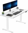 VIVO Electric 55 x 28 in Standing Desk, Memory Height Adjustment, 1B Series, Holds 220 lbs, One-Piece White Top, White Frame, DESK-KIT-1W55W