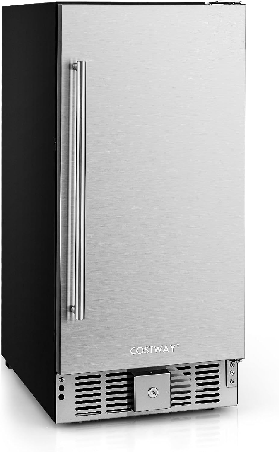 COSTWAY 15 Inch Beverage Refrigerator, Under Counter Drink Fridge with Stainless Steel Door & Removable Shelves, Built-in & Freestanding Beverage Cooler for Soda, Beer, Wine