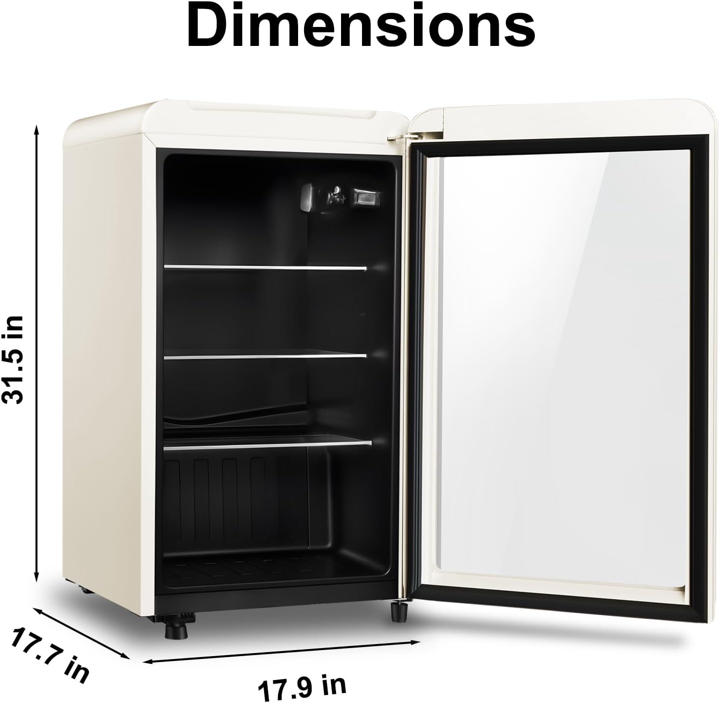 HAILANG Retro Beverage Refrigerator Cooler, 3.2 Cu.ft Mini Fridge with Glass Door for Soda Beer Wine, Beverage Cooler Prefect for Home, Bar