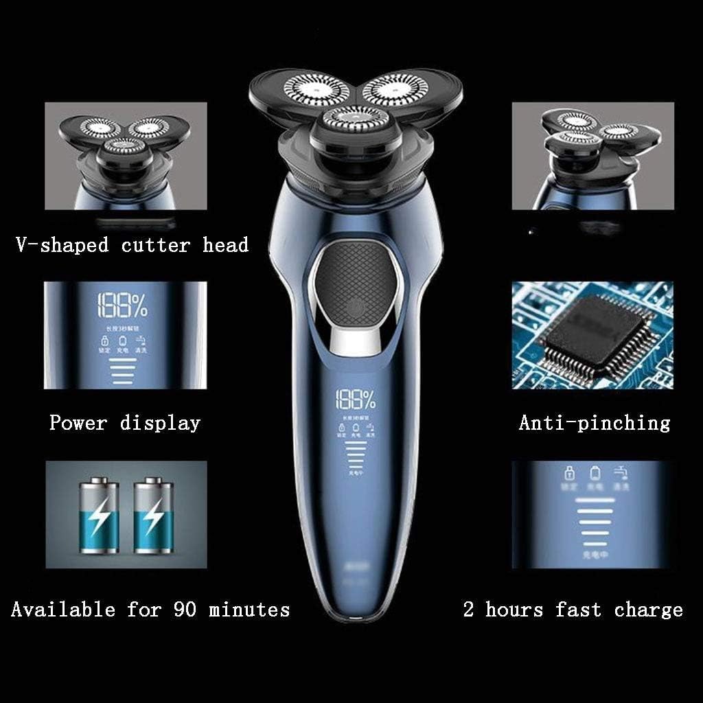 Electric Shaver- Rotary Razor Men Cordless Beard Trimmer Wet Dry Shaver Waterproof, Full Body Wash Beard Razor Smart Rechargeable Shaver