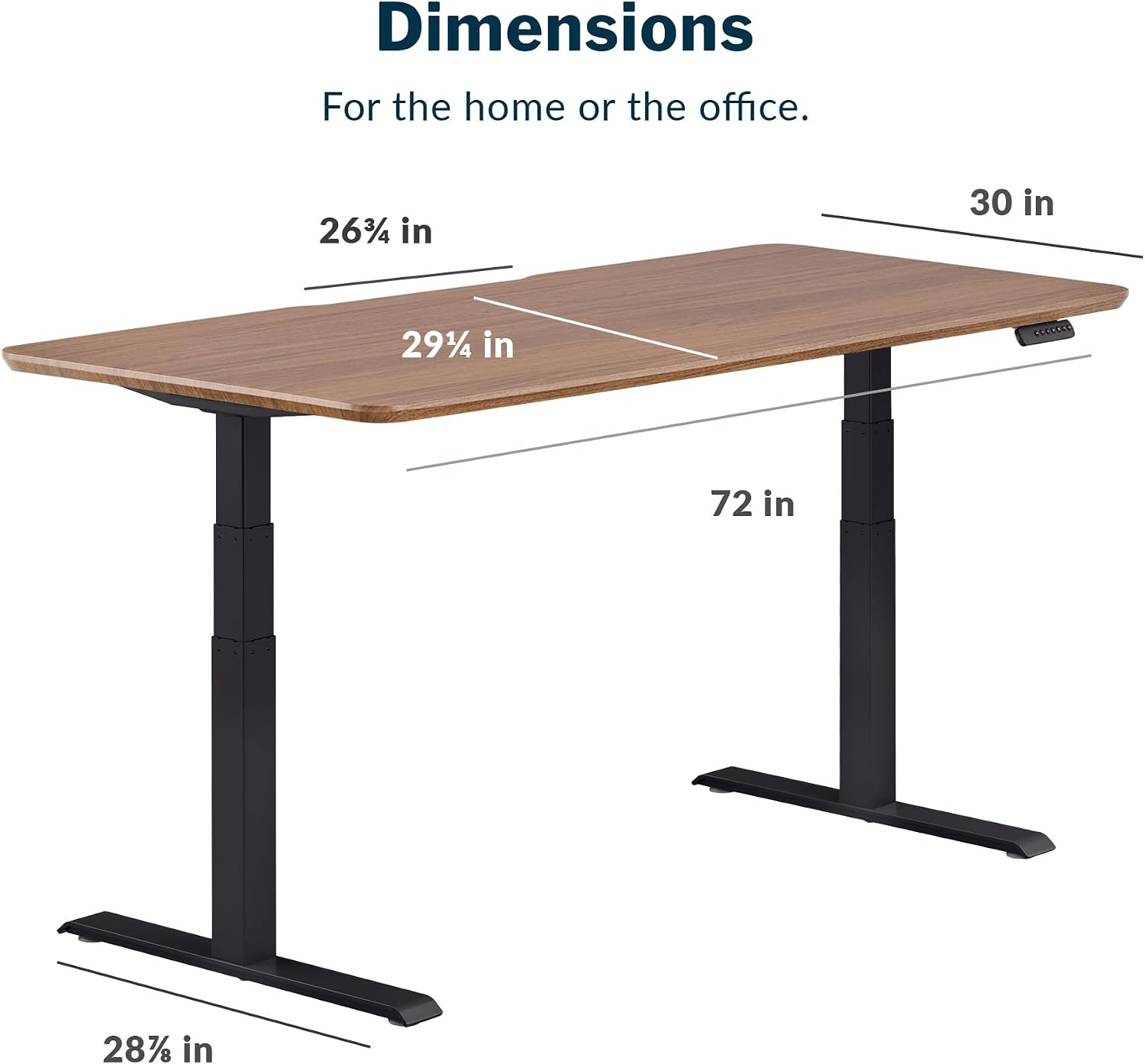 Vari Classic Electric Standing Desk - VariDesk Height Adjustable Sit/Stand Desk - Dual Motor with Memory Presets, Stable T-Style Legs - Gaming or Home Office Workstation - 72'x30', Walnut/Black