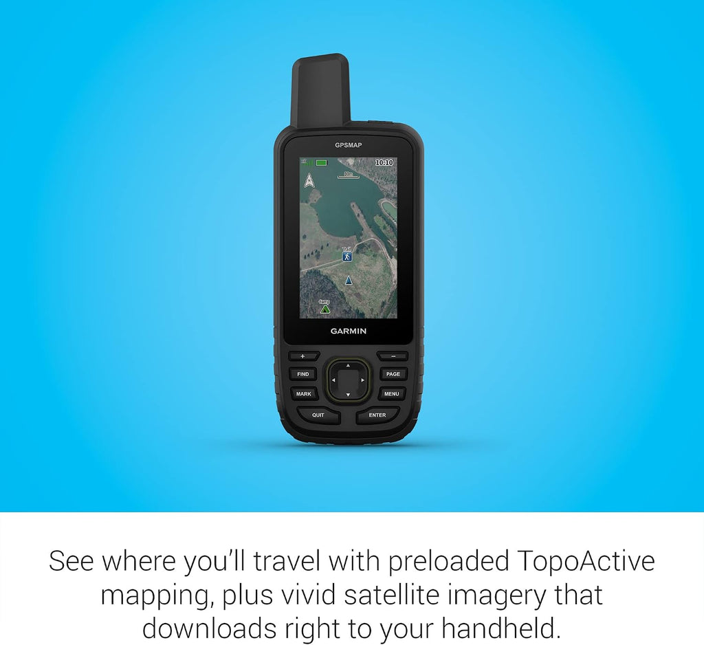 Garmin GPSMAP 67 Rugged GPS Handheld, Multi-Band GNSS, Topo Mapping, Satellite Imagery, Color Display